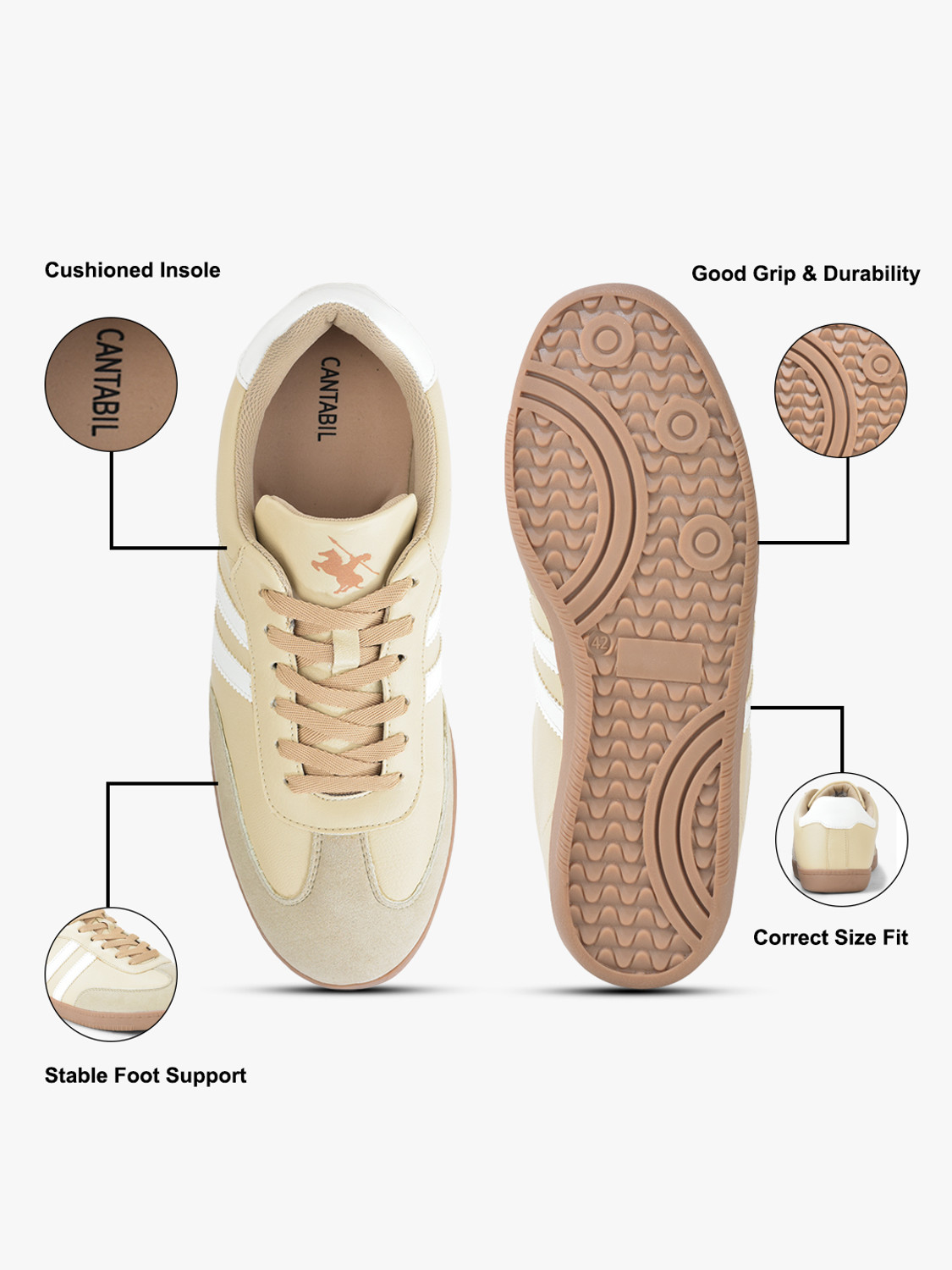 Image of CANTABIL Sneakers Shoes for Men l Lightweight & Comfortable with Cushioned Insole Sneakers For Men