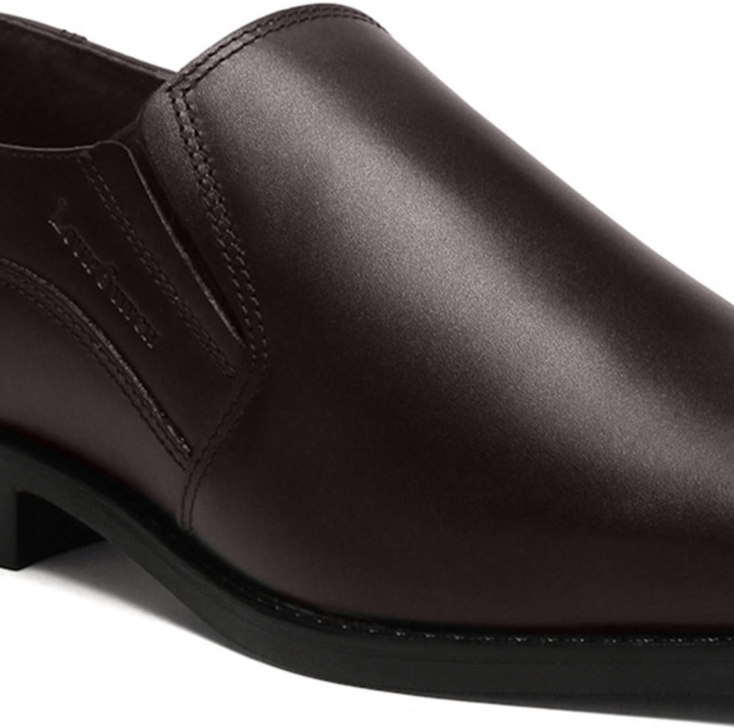 Image of LOUIS STITCH Brunette Brown Leather Mocassins Shoes Formal Loafers Slipons for Men - RXSOBB Slip On For Men