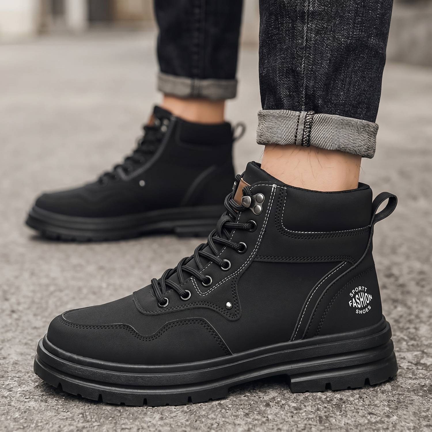 6ONE9 Men Black High Ankle Sneakers - Image 3