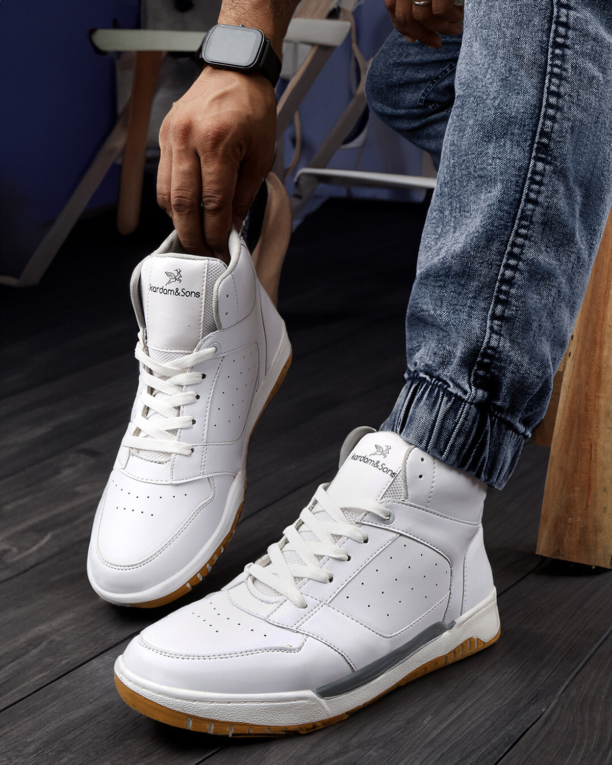 Image of kardam&sons kardam&sons luxury fashionable Stylish Light Weight Sneakers white Boots For Men