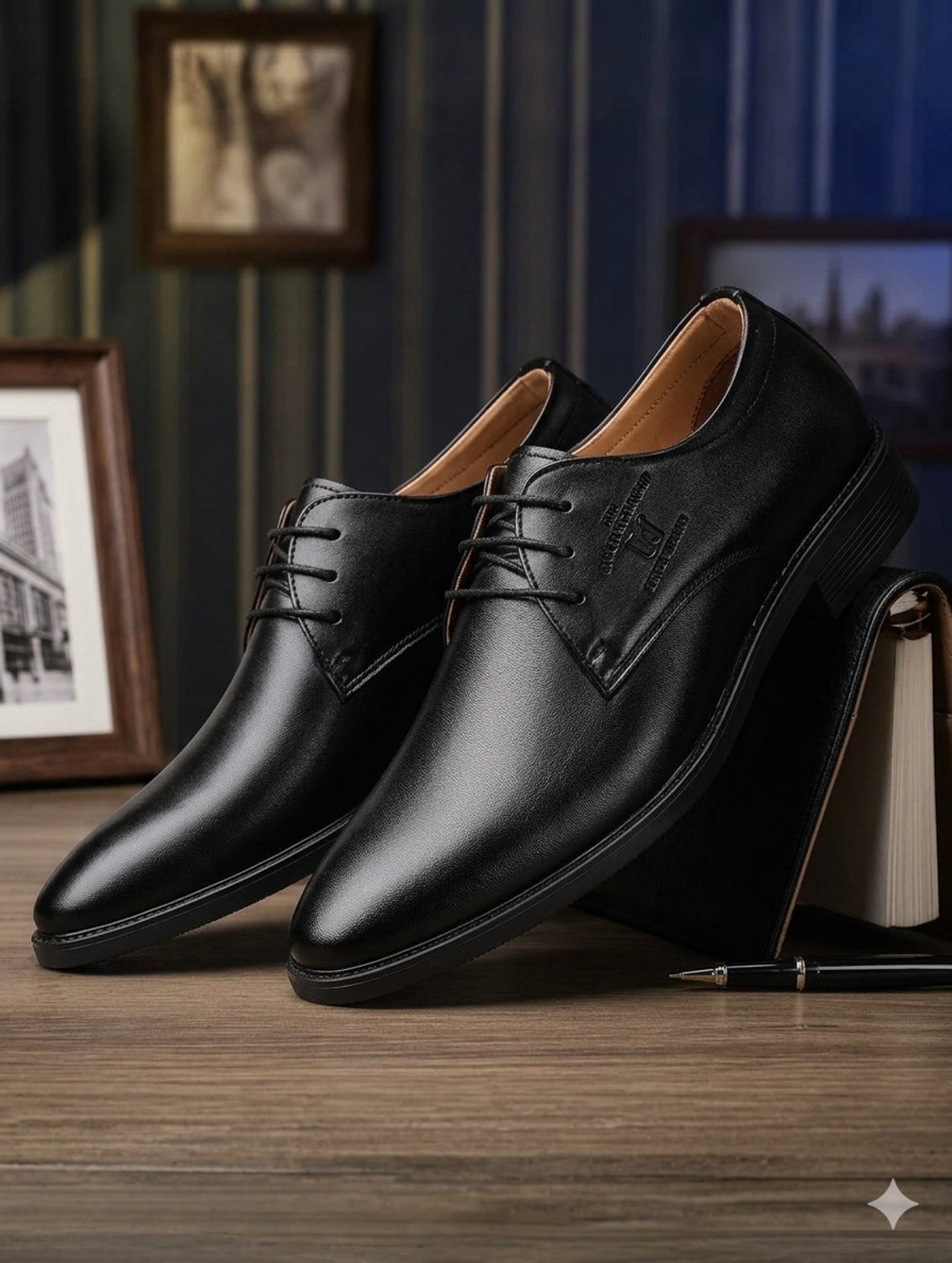 Image of CHANDKHAN BLACK FORMAL SHOES Derby For Men
