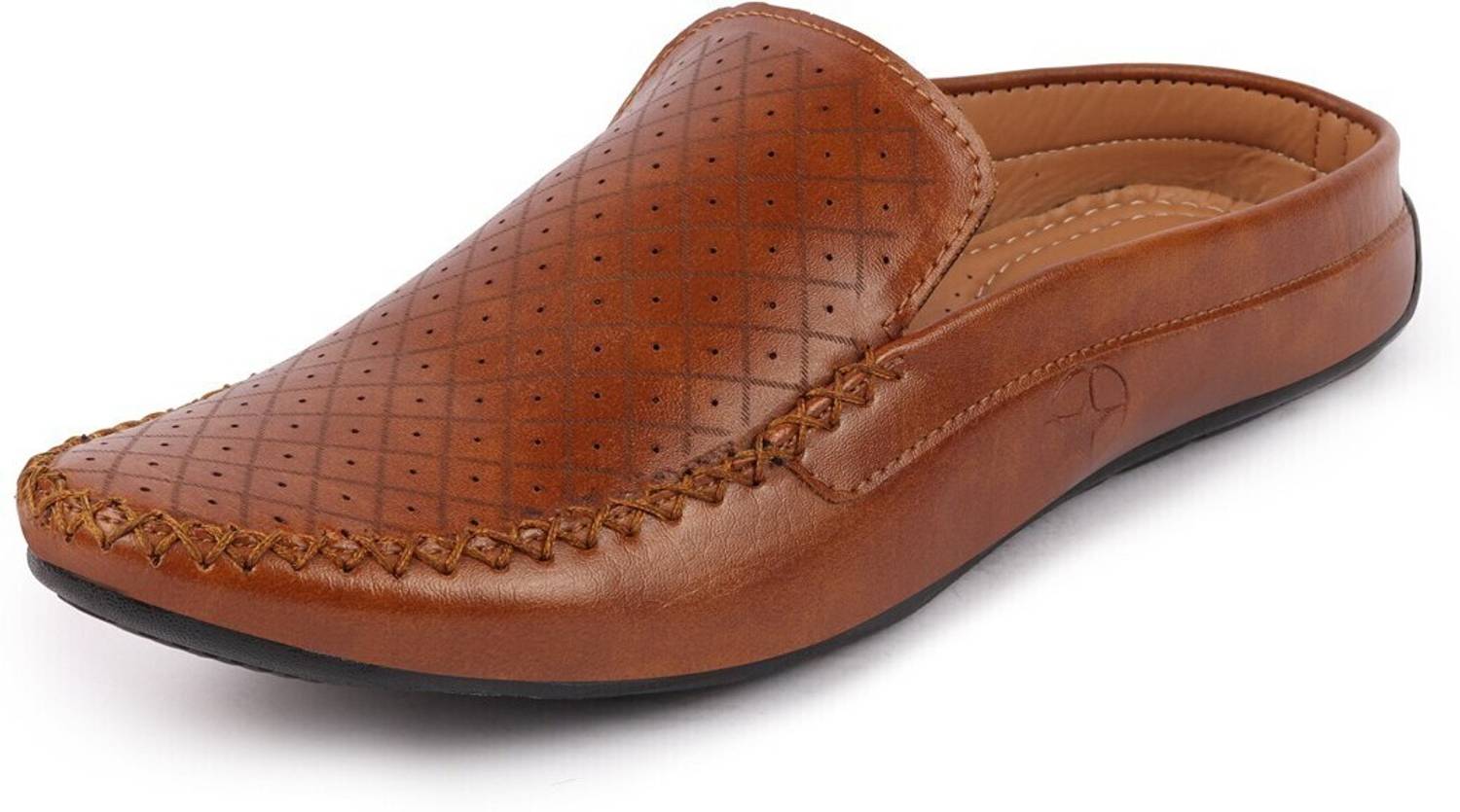 FAUSTO Men\'s‎ Tan Leather Perforated Slip On Loafer Shoes Size 8 42 Men Tan Classic Perforated Loafers | Centro Shoes & More main image 3