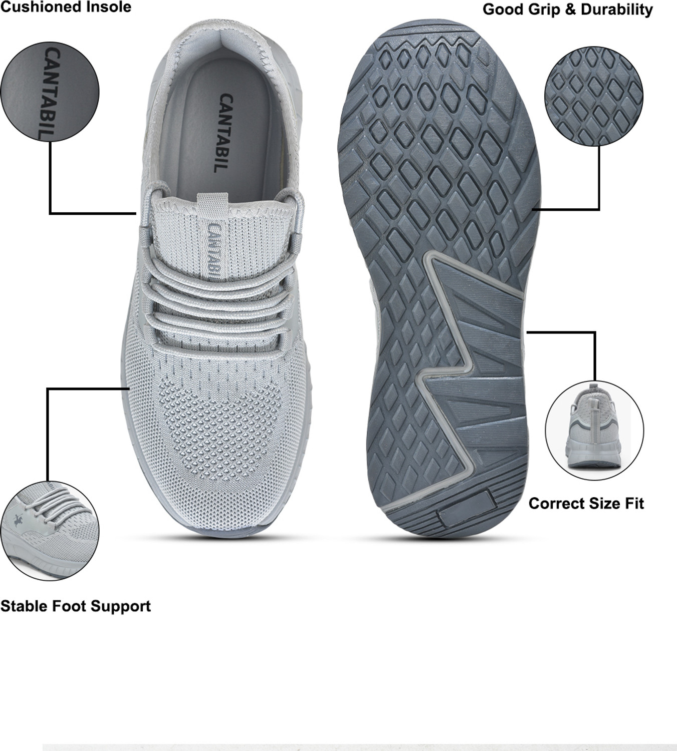 Image of CANTABIL Sneakers Shoes for Men l Lightweight & Comfortable with Cushioned Insole Running Shoes For Men