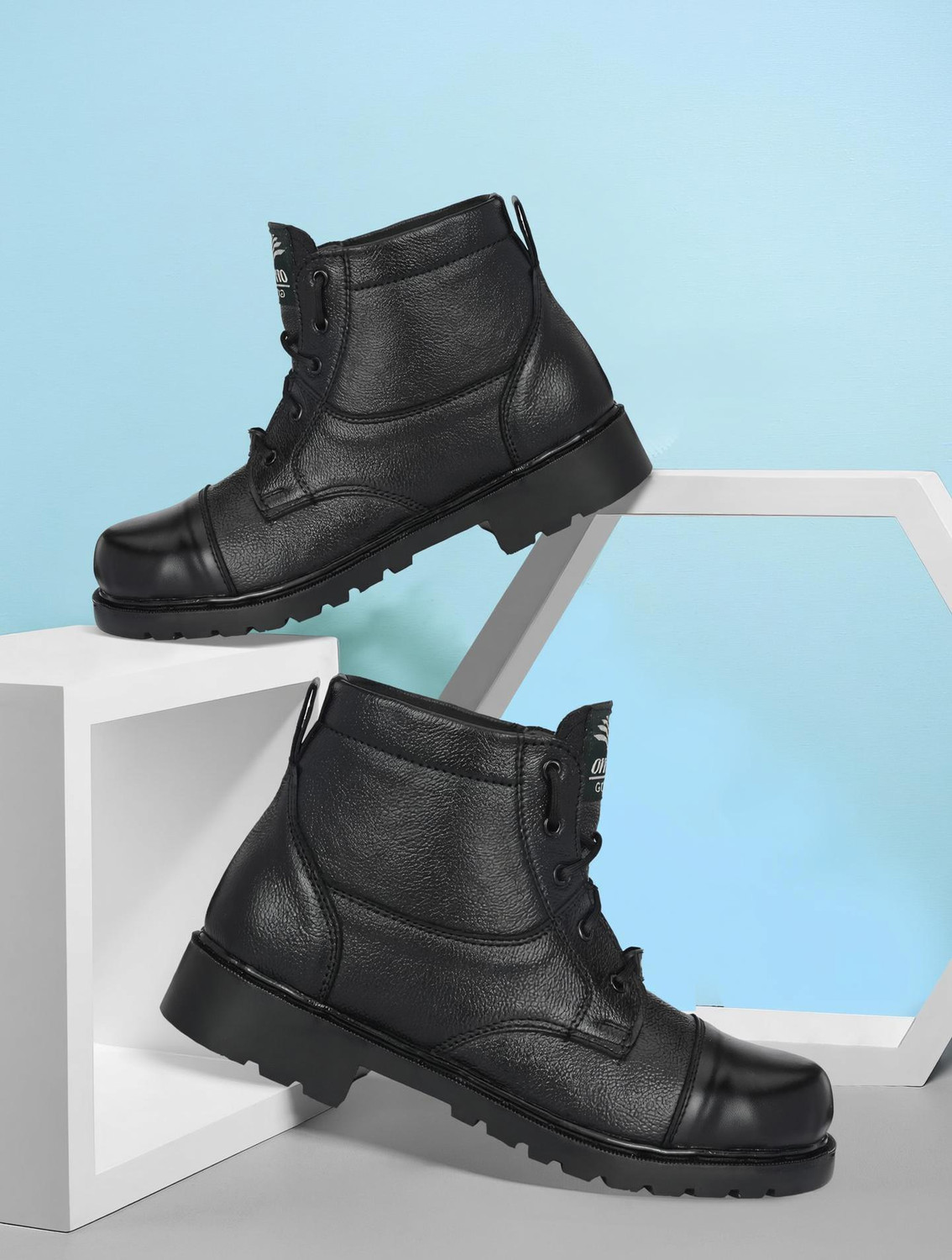 Image of OMEE GOLD Men's Black NCC /Military /Army Genuine Leather Boots Boots For Men