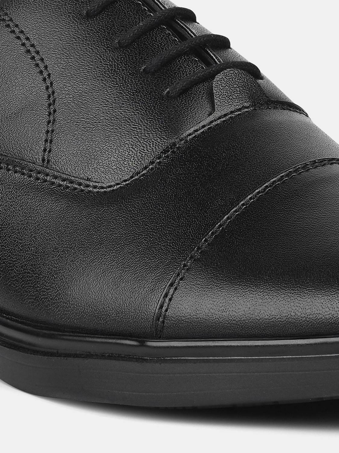 Louis Stitch Jet Black Derby Shoes for Men, UK-6 - Image 4