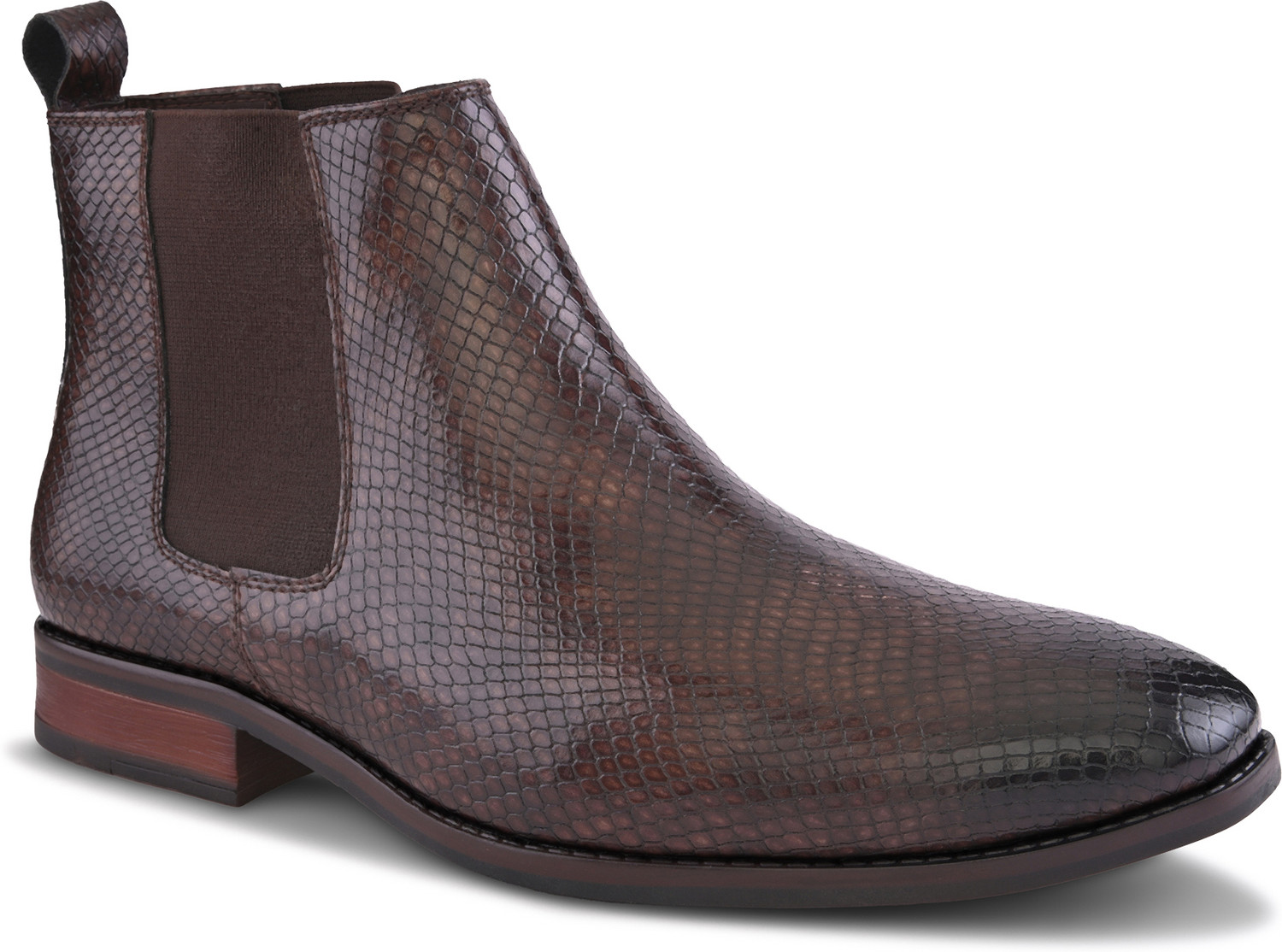 Image of House of Pataudi Men brown synthetic leather high top ankle regular chelsea boots Boots For Men (Brown, 9)