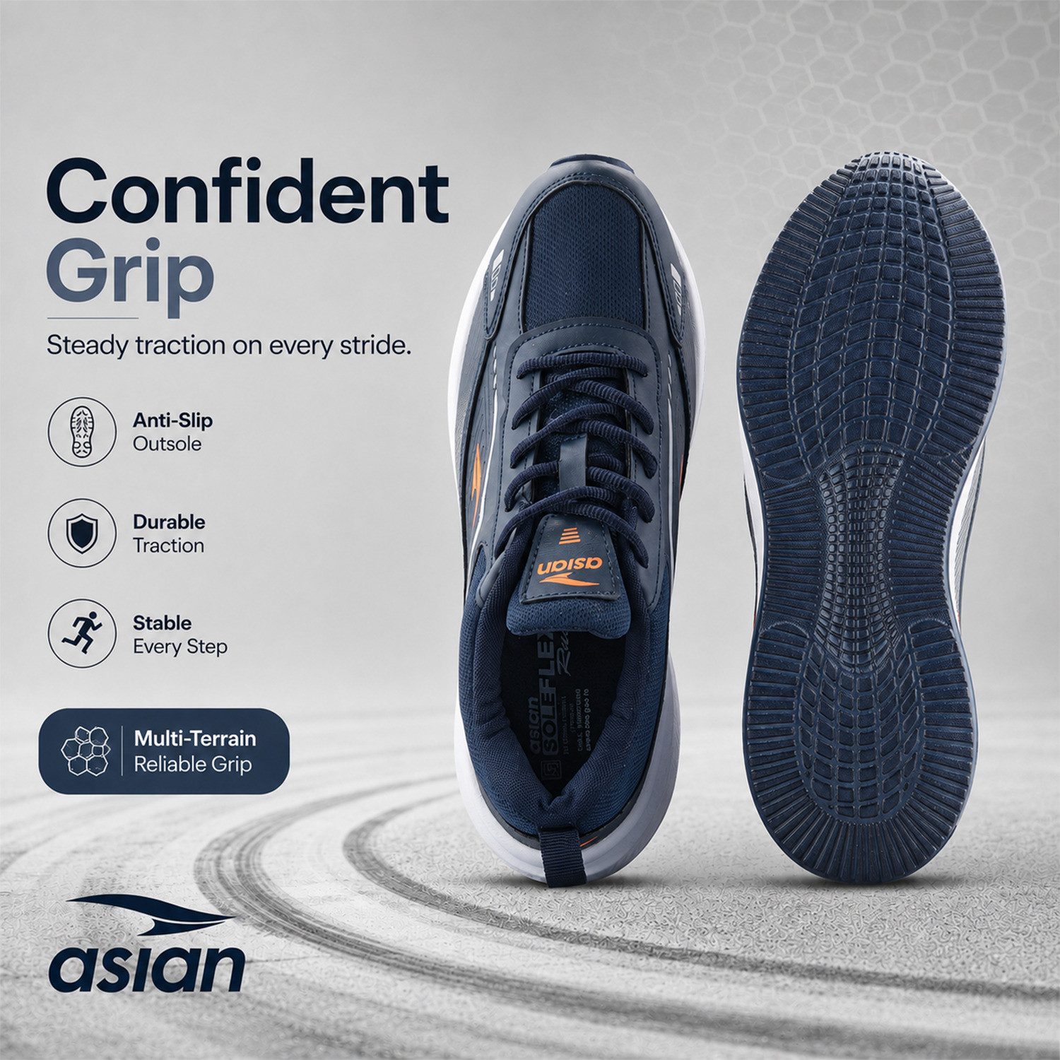 Image of asian Wonder-32 Men's Sports Shoes with Soft Cushion Sole & Lace-Up Comfort Running Shoes For Men