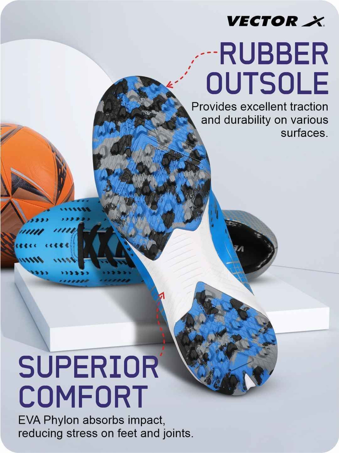 Image of VECTOR X Royale Plus Synthetic Leather Upper | EVA Phylon | Rubber sole Indoor Football Shoes For Men