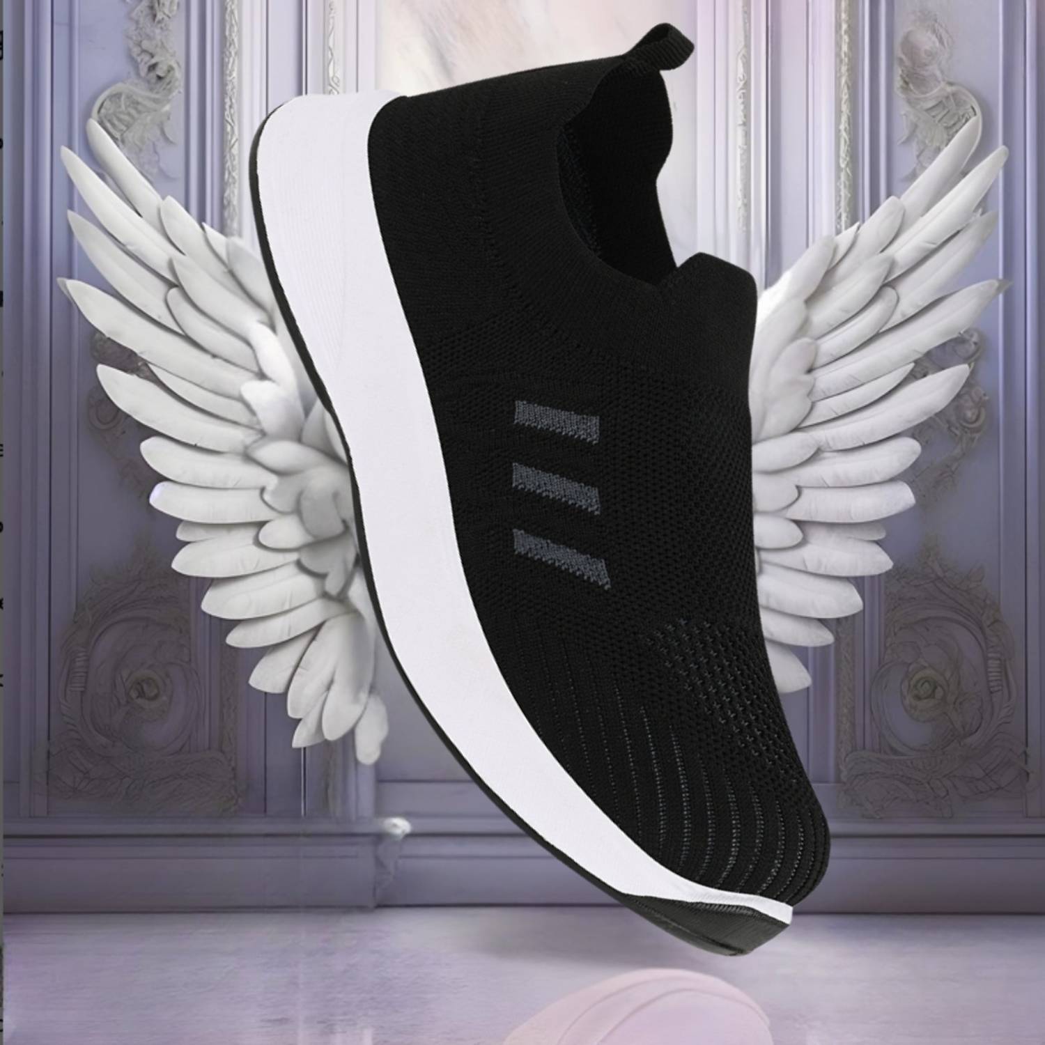 jootiyapa Slip On Sneakers For Women (Black , 5)