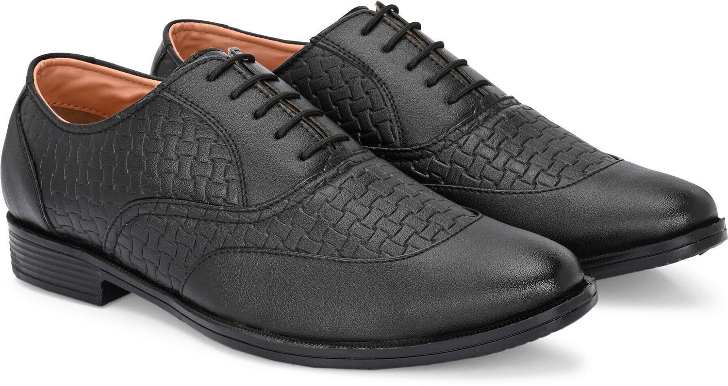 Image of KILLER Designer Derby Napa Leather Black Lace-Ups Office Party Ethnic Wear Formal Shoes Party Wear For Men