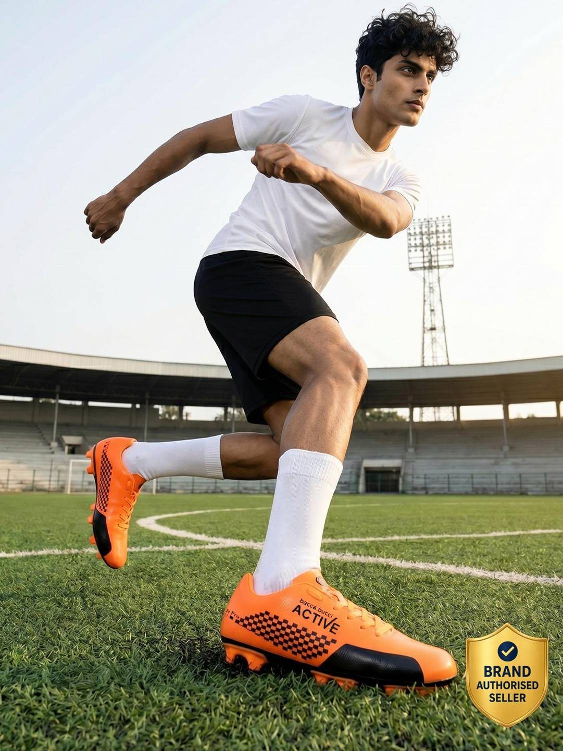 bacca bucci Orange Onslaught ZX380: High-Performance Outdoor Soccer Cleats Football Shoes For Men