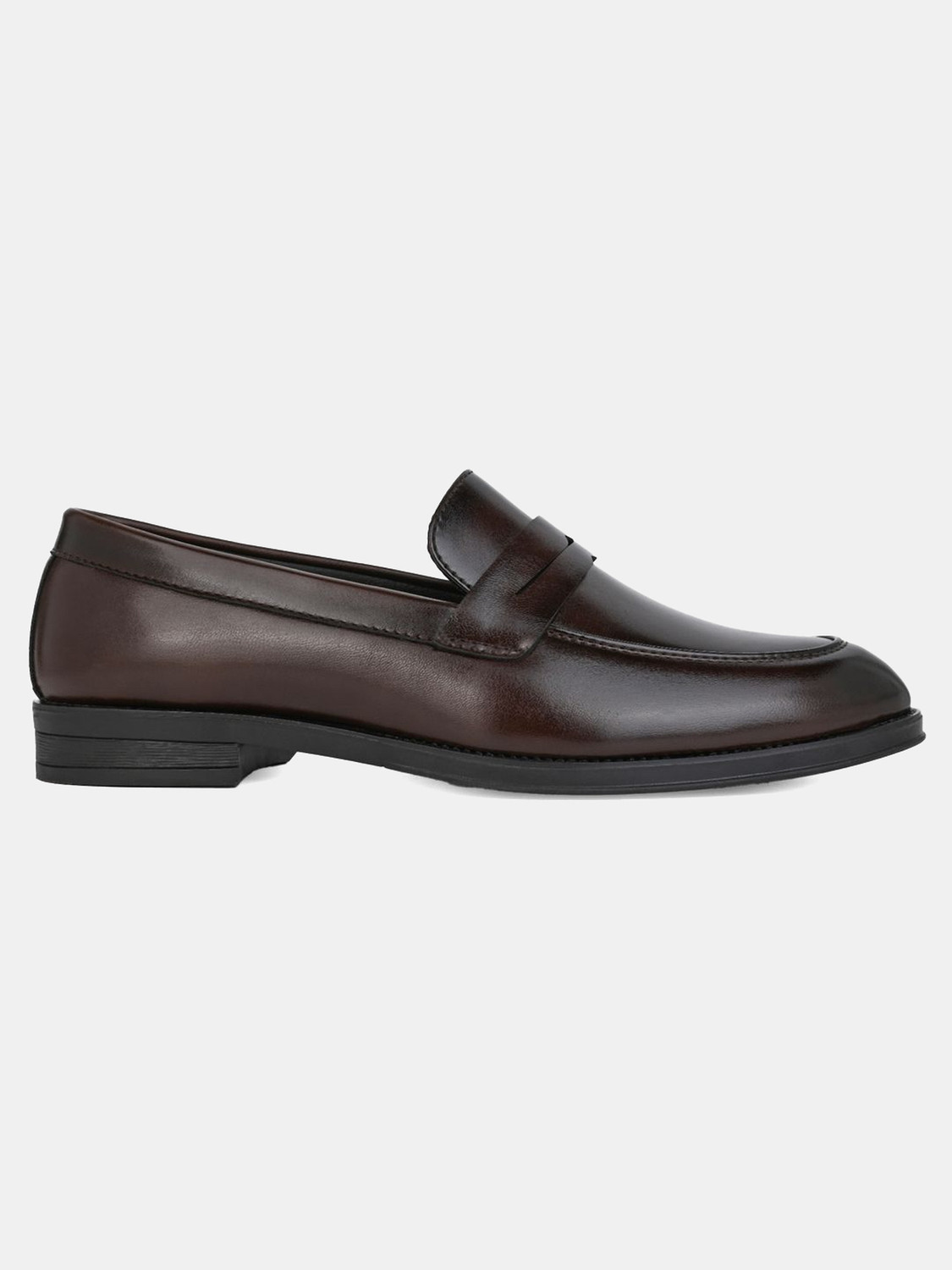 Image of House of Pataudi Men Brown Solid Formal Shoes Slip On For Men