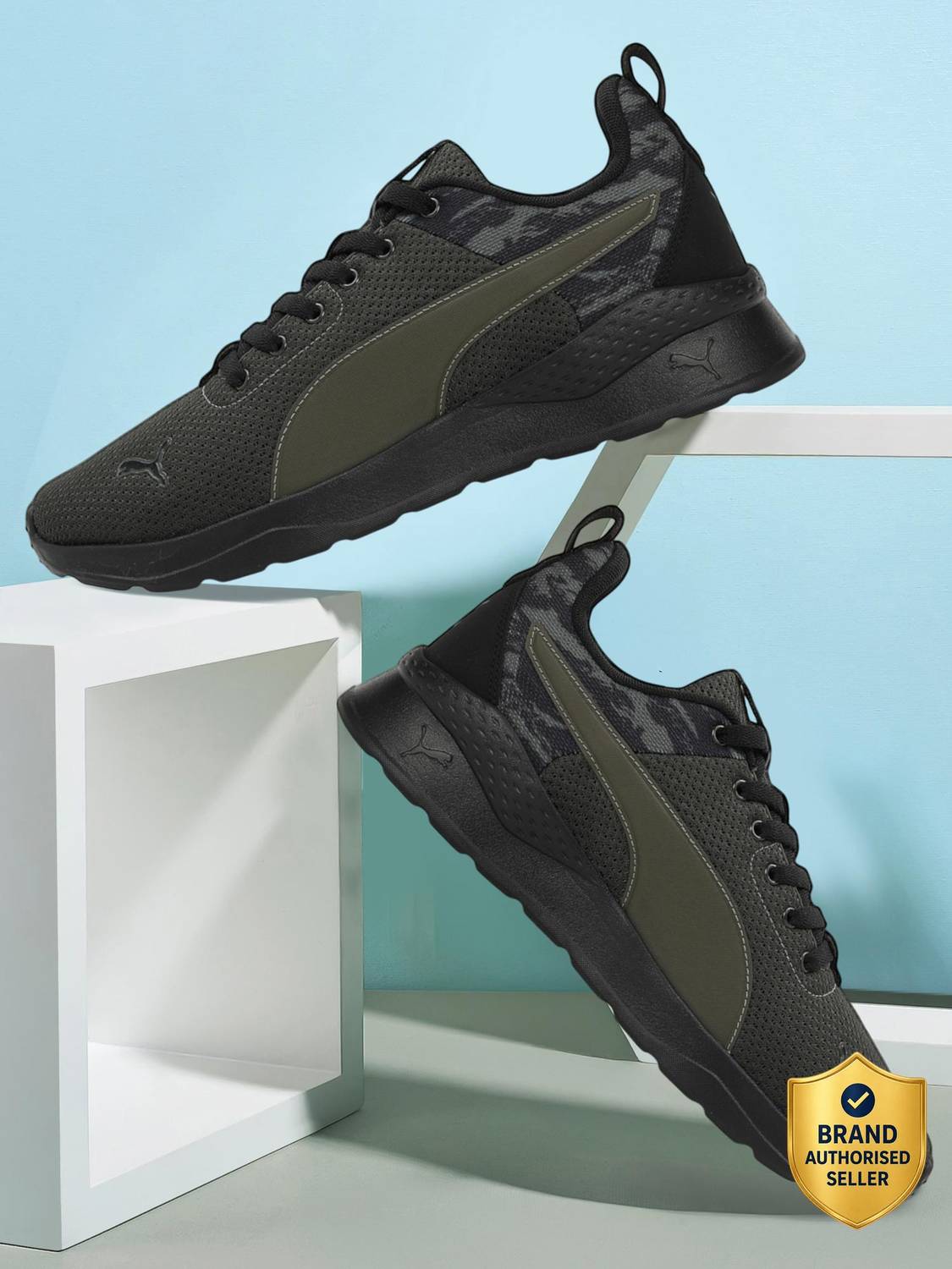 PUMA Anzarun Camo Black Sneakers For Men - Image 1