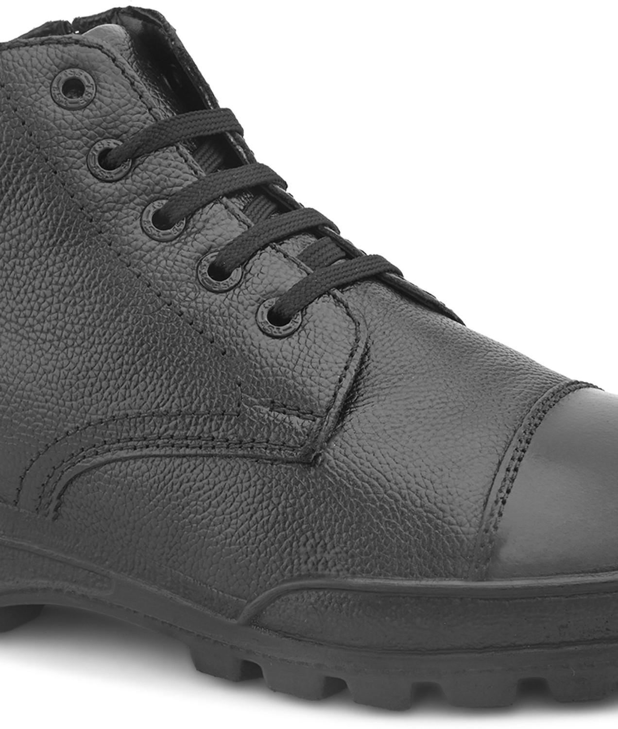 Image of TSF Black Leather Uniform Boot's With Zip Lace Up For Men
