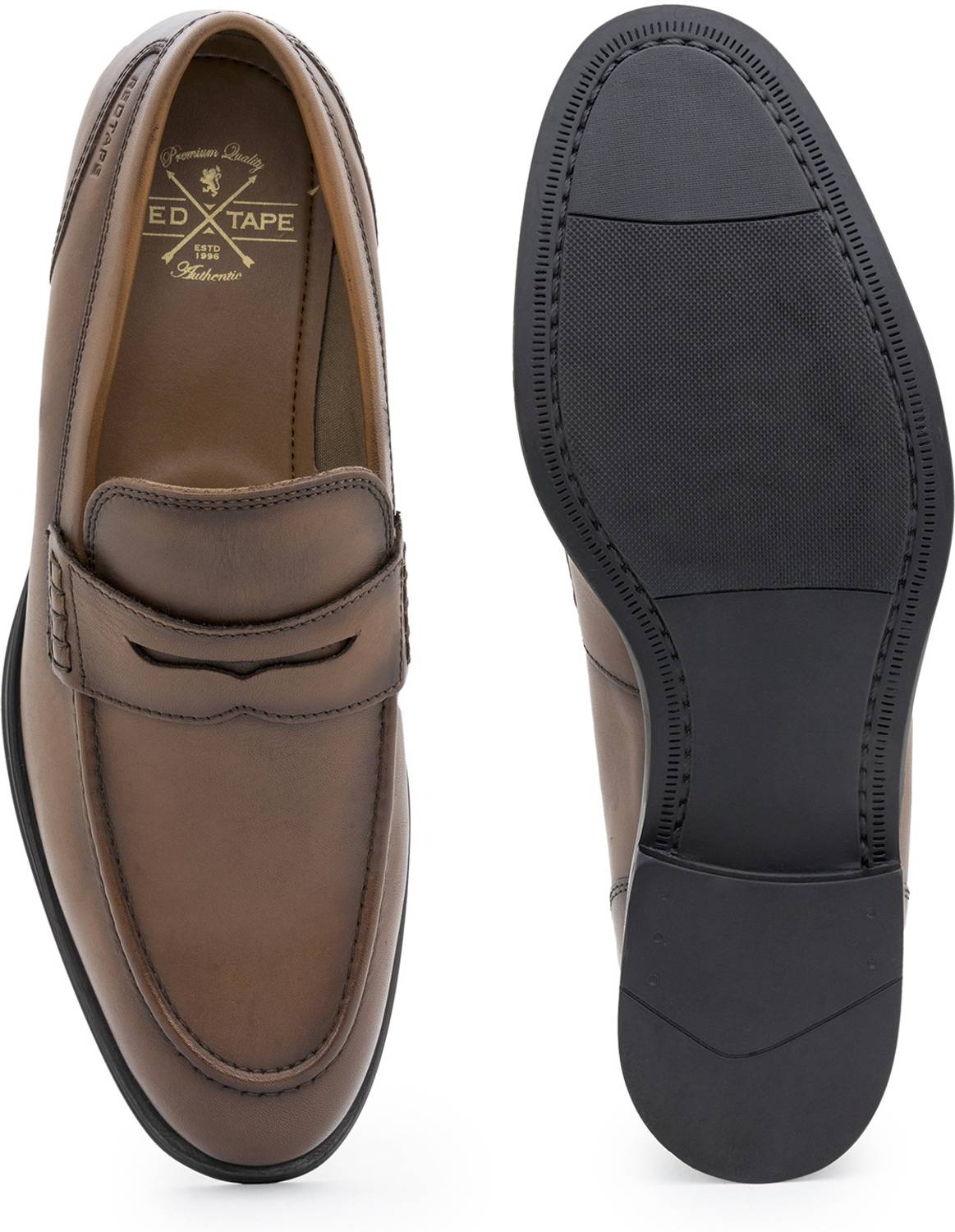 RED TAPE Men Red Leather Loafers - Image 5