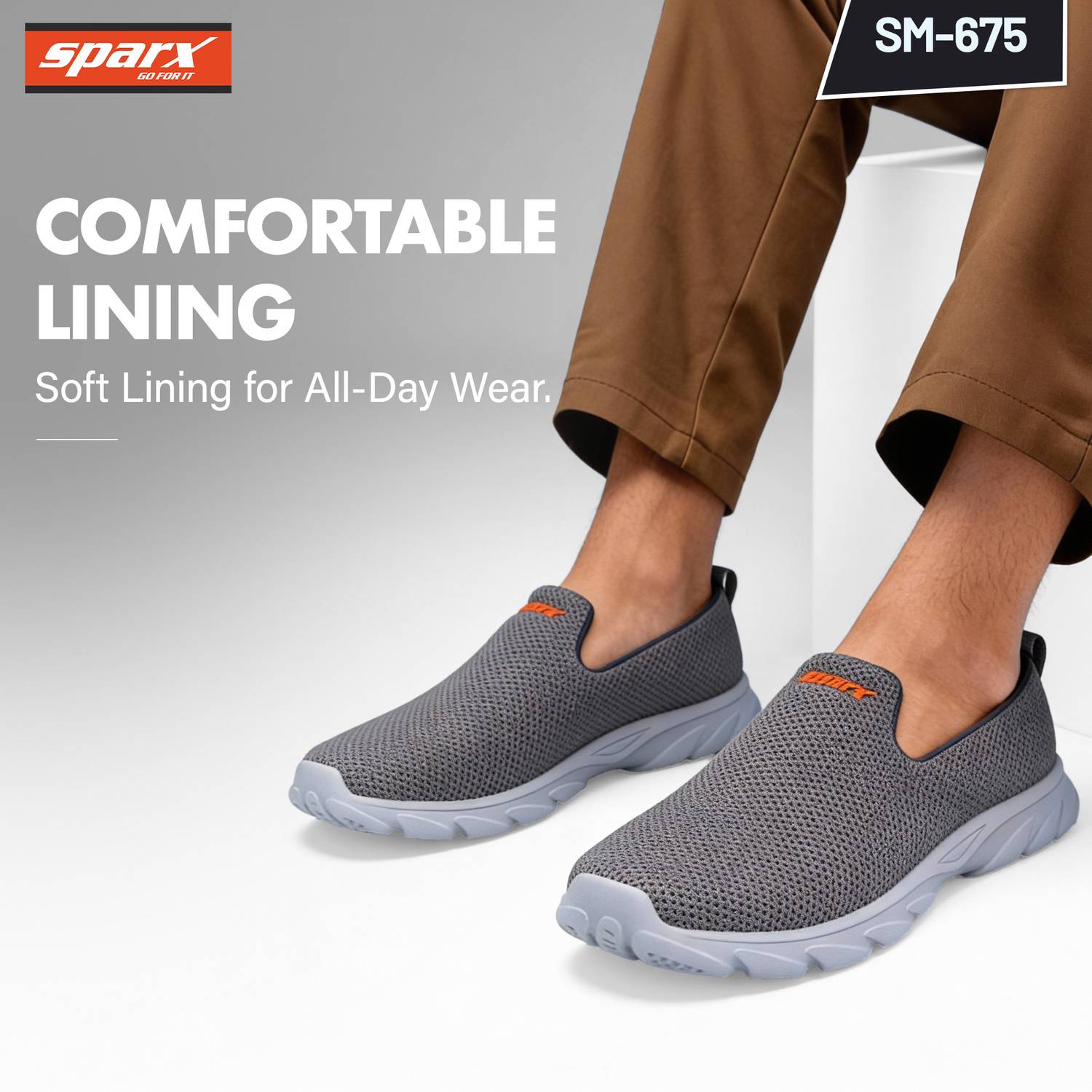 Sparx SM 675 Men's Walking Shoes Gray - Image 2