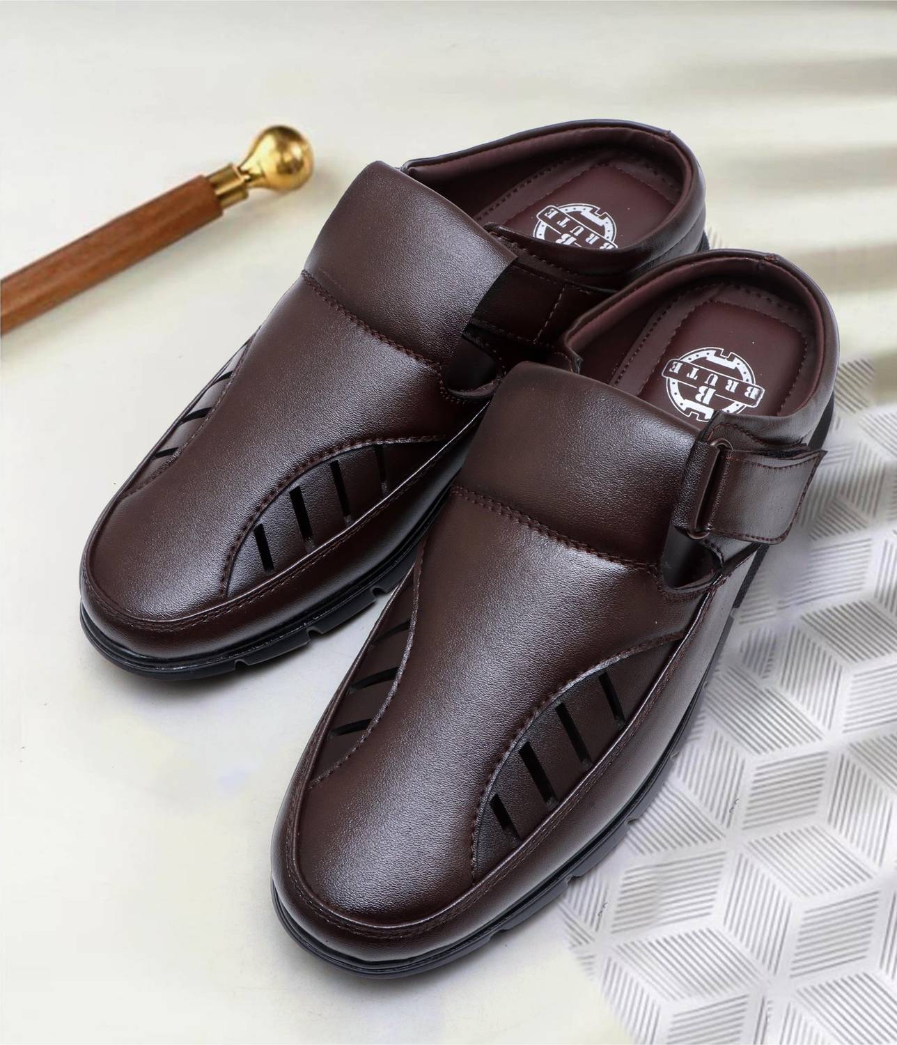 Brute Men’s Synthetic Leather Back Open Sandals Comfortable Sandals Outdoors For Men