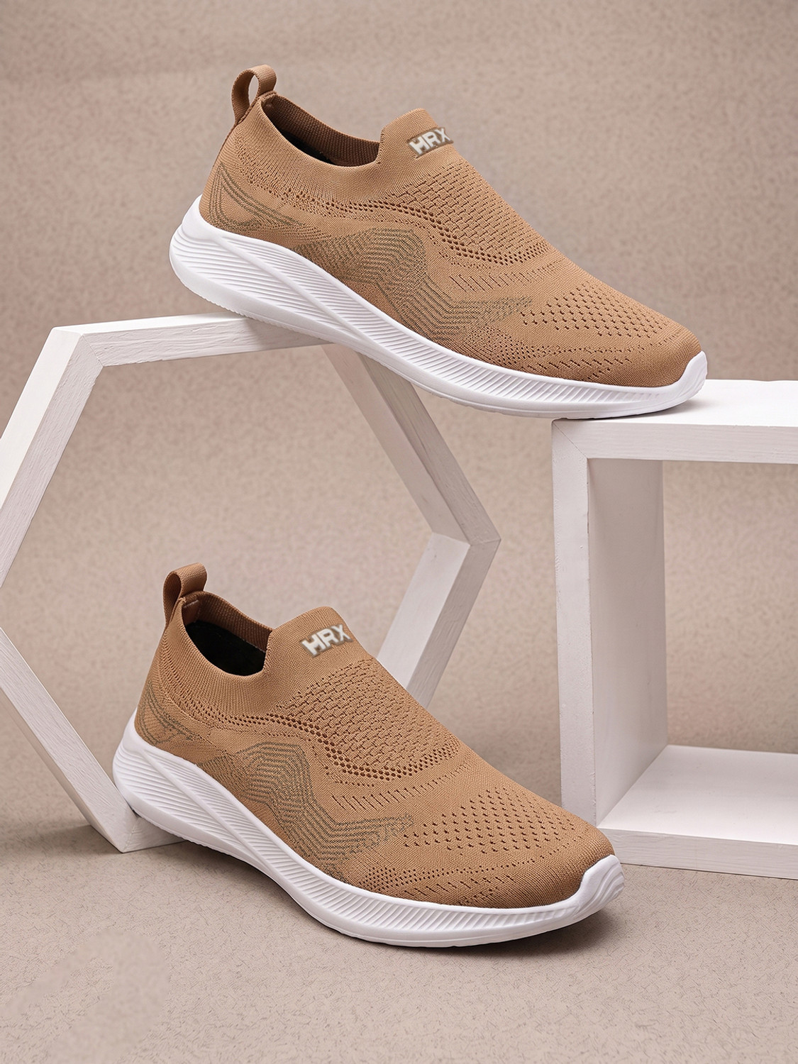 Image of HRX by Hrithik Roshan Walking Shoes For Men (Tan, Olive, 8)