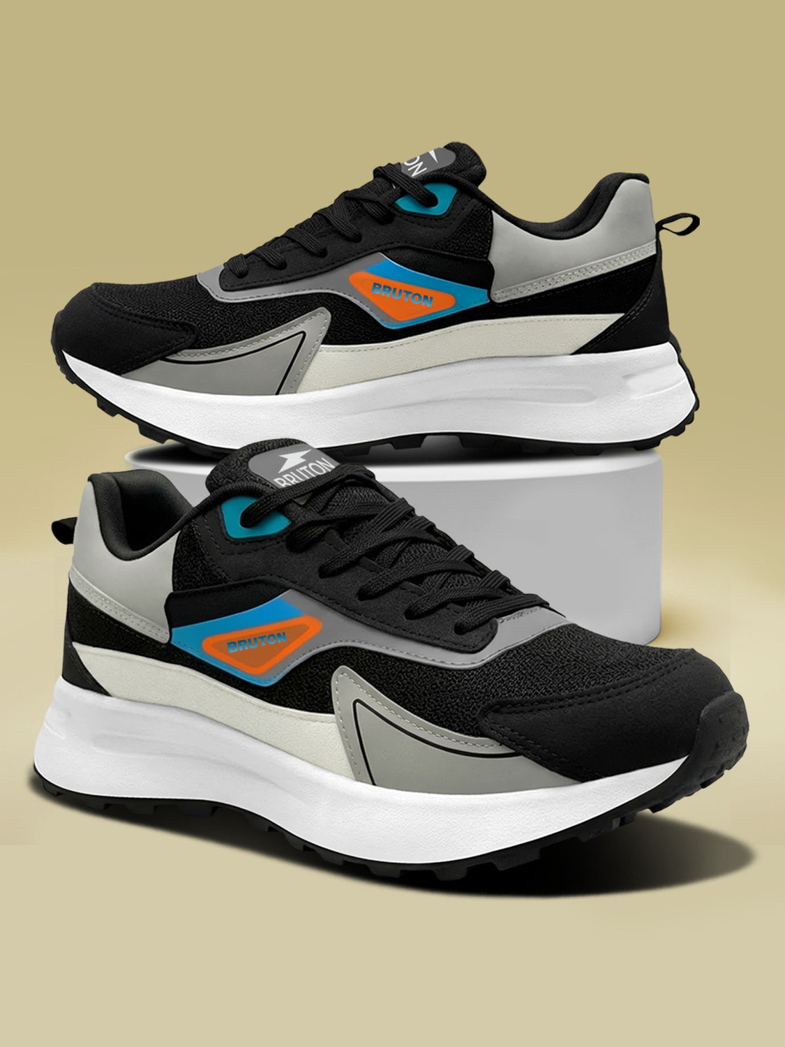 Image of BRUTON CLASSIC-620 Running Shoes | Lightweight EVA Sole | Breathable Mesh Running Shoes For Men (Black, 10)