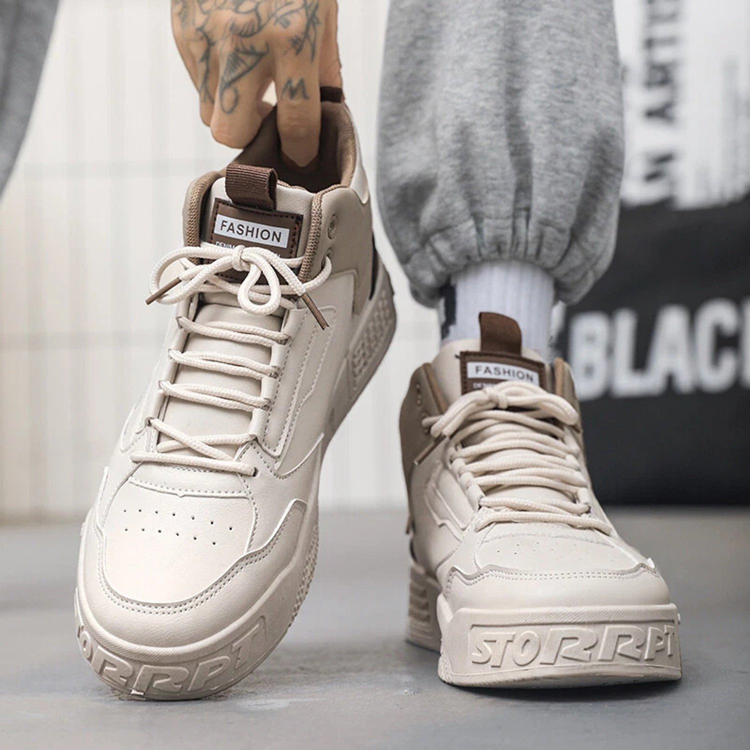 Image of Zixer Men's Fashion Pastel Pops High-Top Ankle Casual Shoes For Men Sneakers For Men Outdoors For Men