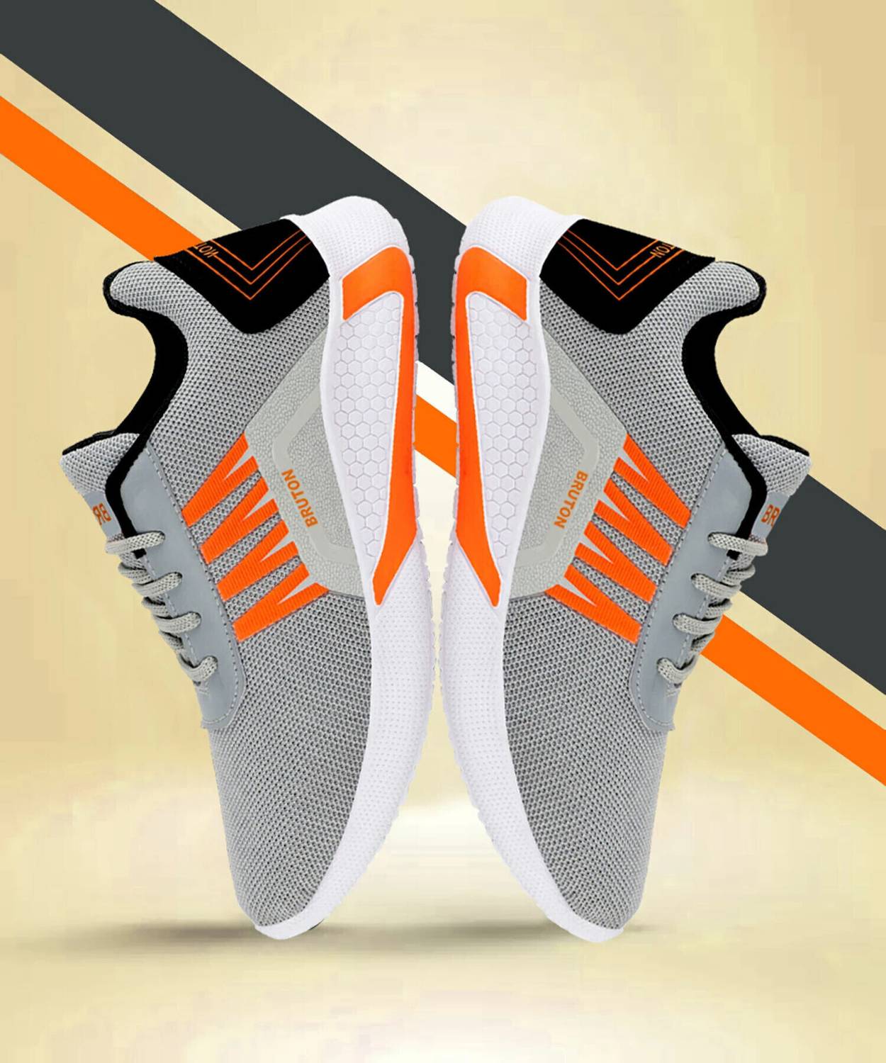 BRUTON Men's Orange Sneakers - Image 4