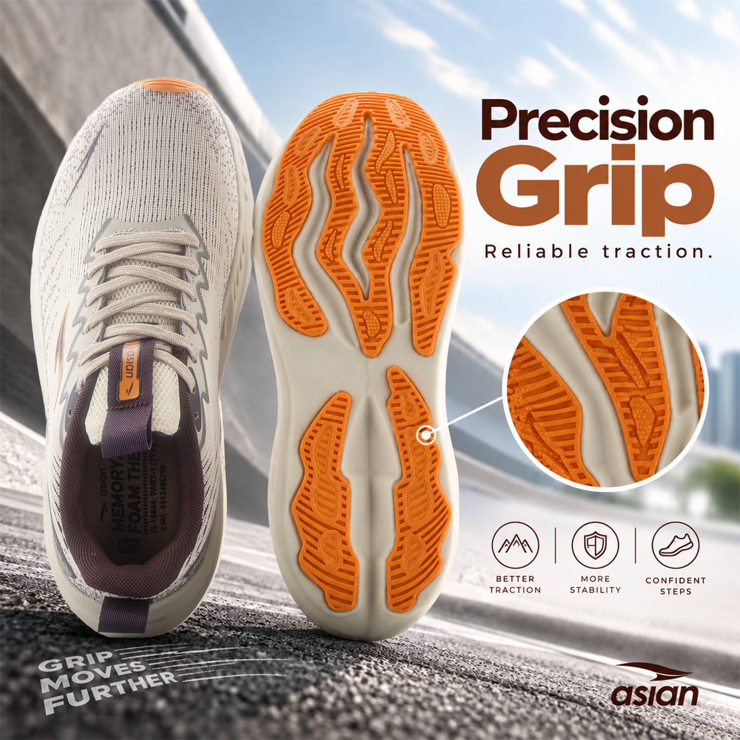 Image of asian Aerofoam-02 Men's Running Shoes with Mesh Upper and Energy Return Sole Running Shoes For Men