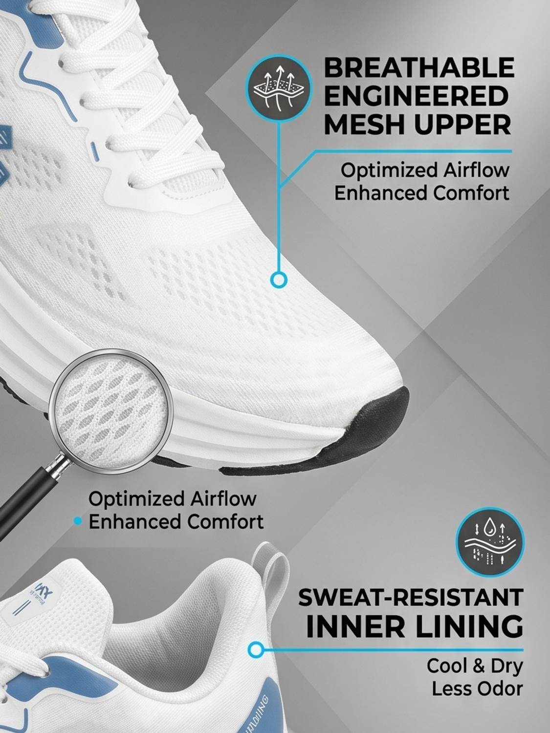HRX by Hrithik Roshan Men's White Running Shoes - Image 2