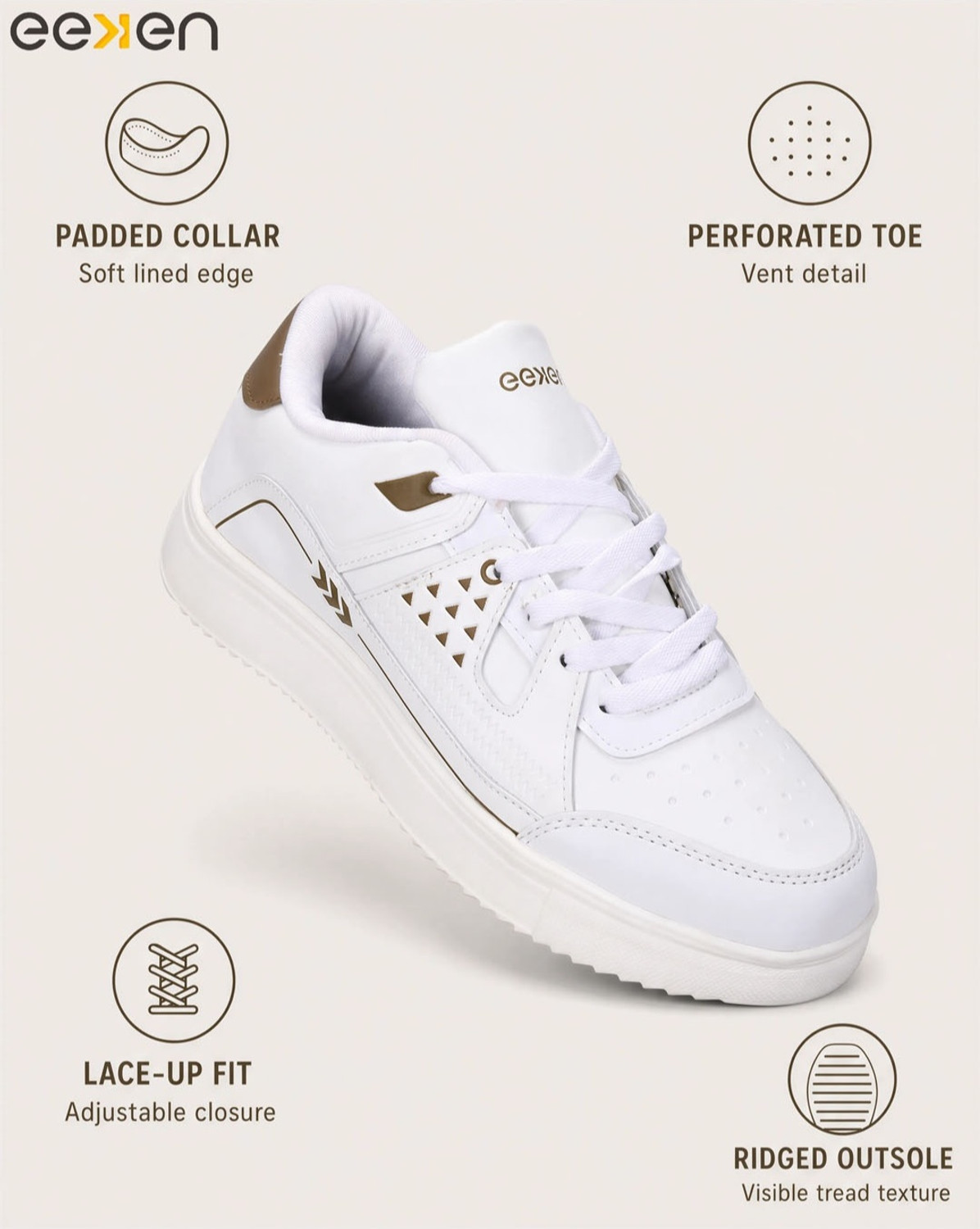 Image of Paragon Eeken Men Casual Comfortable Cushioned Sneakers for Daily Outdoor Wear Sneakers For Men (White, 7)