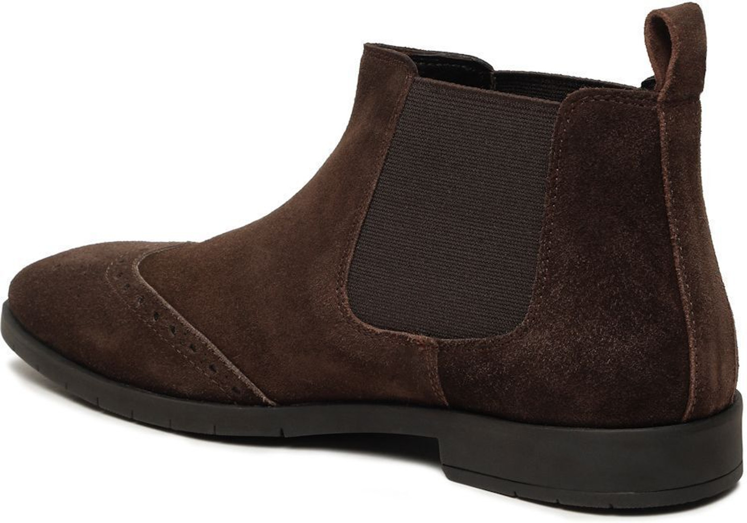 Image of Teakwood Leathers Men's Brown classy Suede Leather Mid-Top Chelsea Boots Boots For Men
