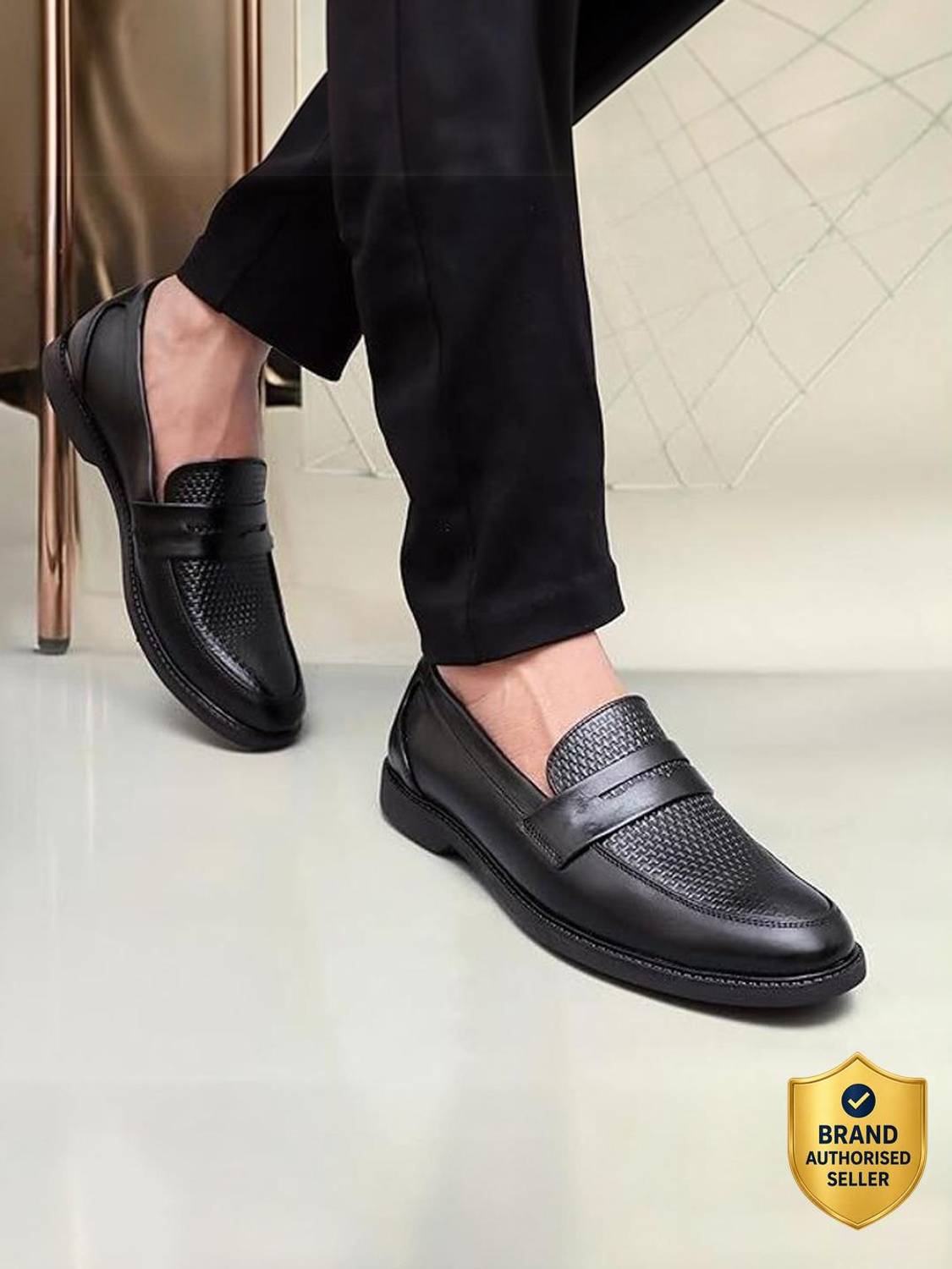House of Pataudi Men's Black Formal Loafers - Image 1