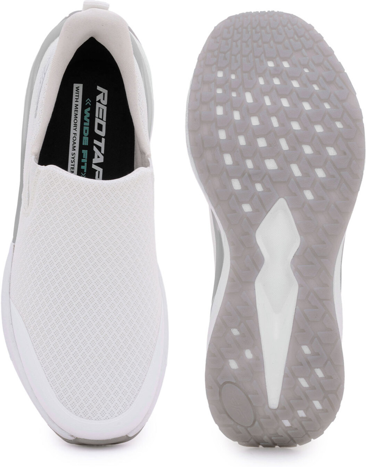 Image of RED TAPE Walking Slip-On Shoes for Men in White Walking Shoes For Men