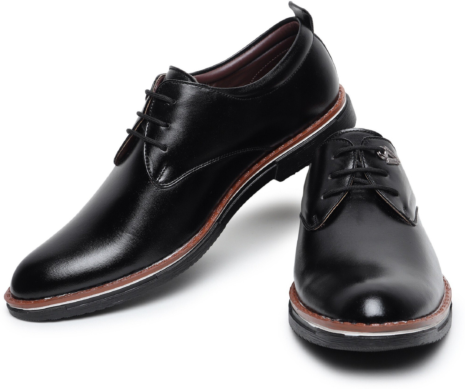 Image of Zixer Genuine Synthetic Leather Office Black Formal Shoes For Men Lace Up For Men