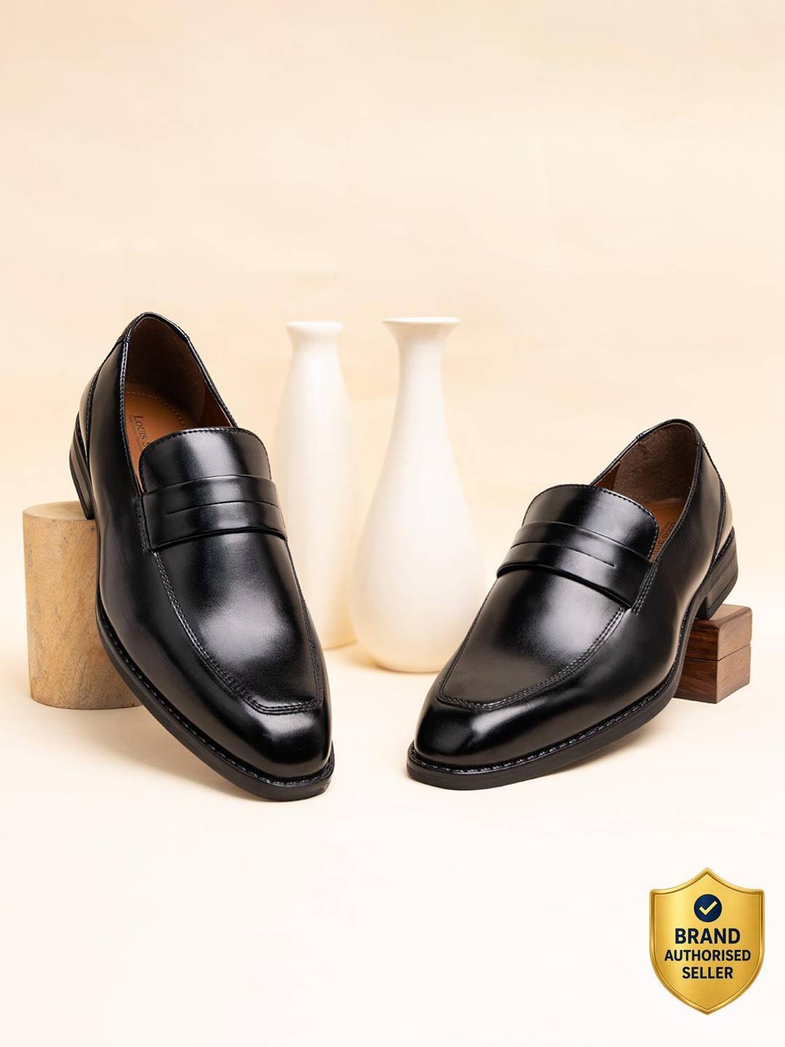 Louis Stitch Black Formal Slipon Mocassin Shoes for Men - UK 11 - Image 1