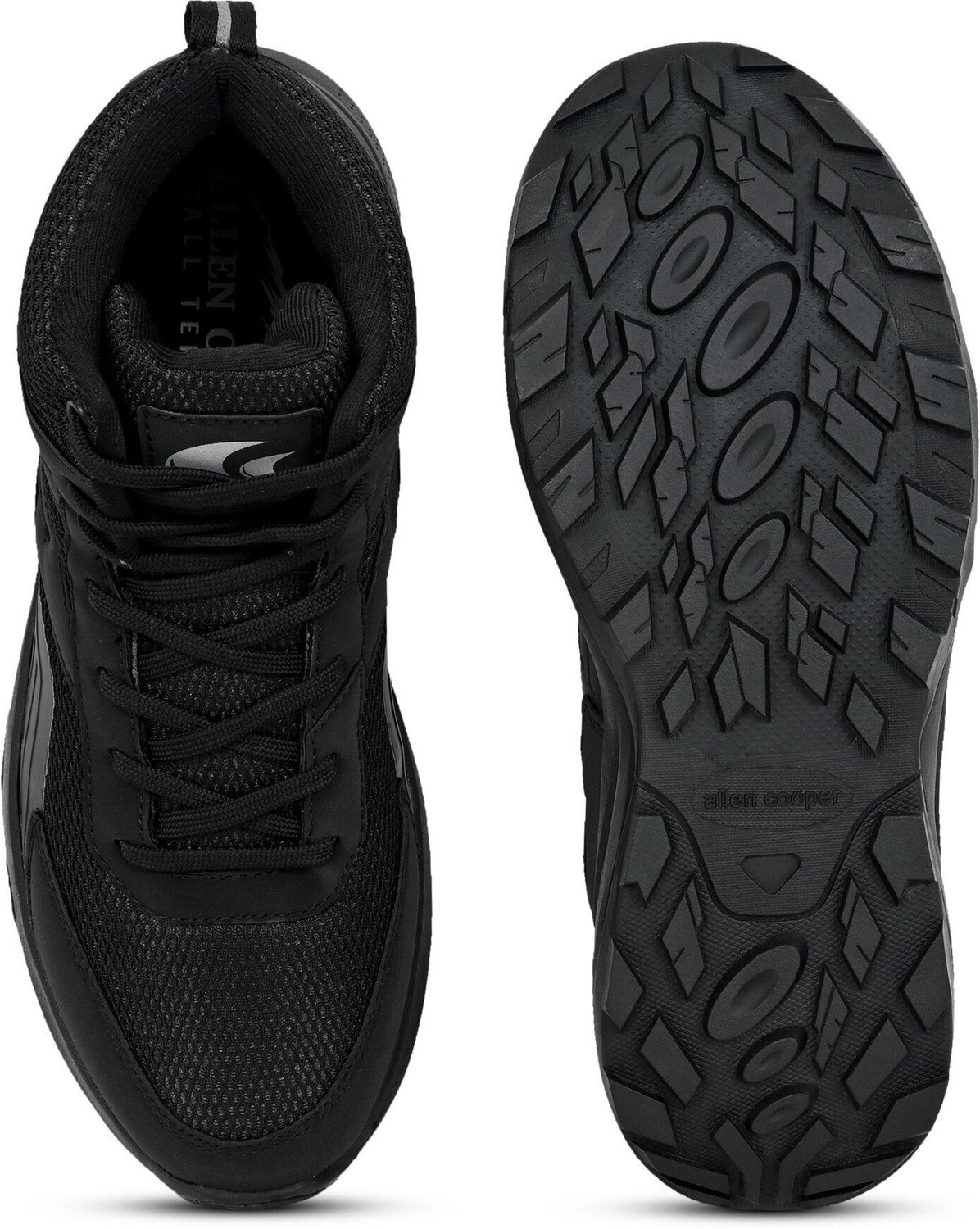 Image of Allen Cooper Comfortable High Cushioned Hiking & Trekking Shoes For Men (Black, 10)