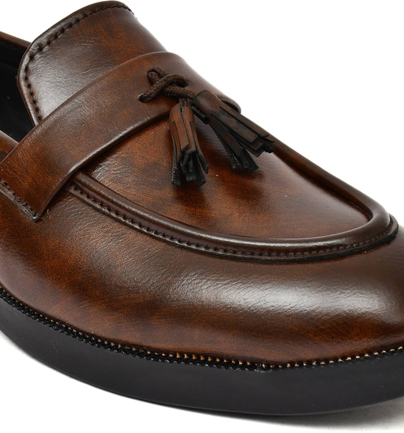 IBRO'S Classic Burnished Brown Tassel Loafers - Image 2