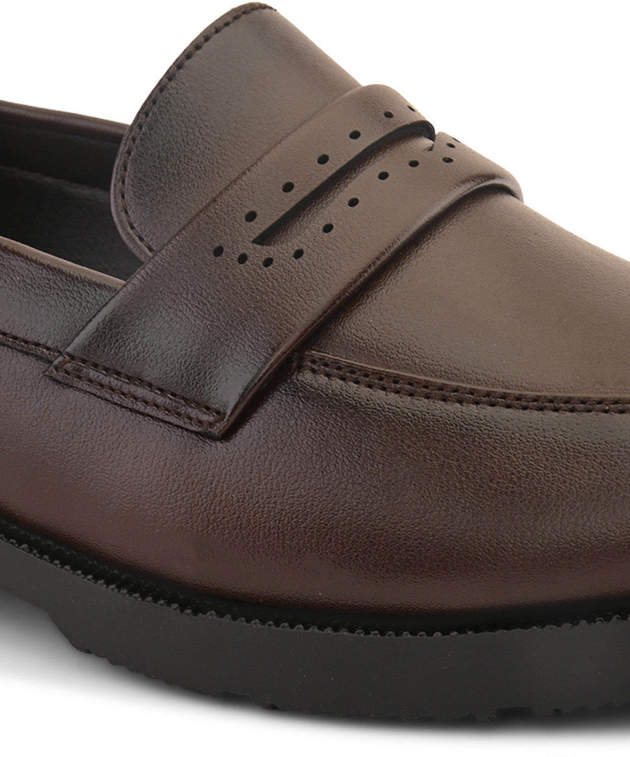 Image of INVICTUS Men brown solid formal pu slip on moccasins penny loafers shoes without laces Slip On For Men