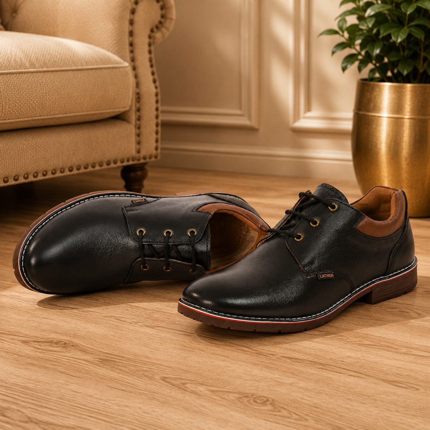 Image of BLACK CHIEF Office Leather Shoe For Men /Derby Formal Shoe Oxford For Men Corporate Casuals For Men