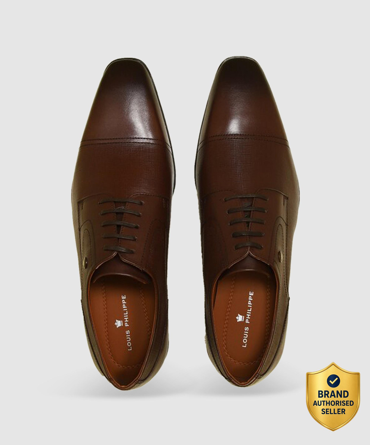 Image of LOUIS PHILIPPE Premium Leather Breathable Anti-Slip with Heel Formal Derby For Men