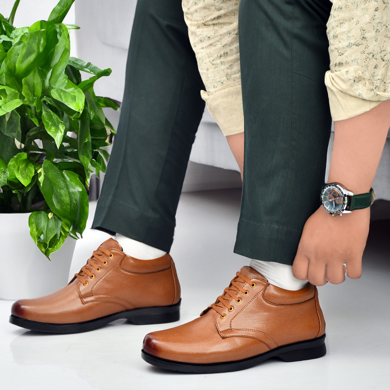Image of Zixer Leather Mid-Top Formal Shoes Men's /Office Leather Shoe For Men /Derby Formal Shoe Lace Up For Men