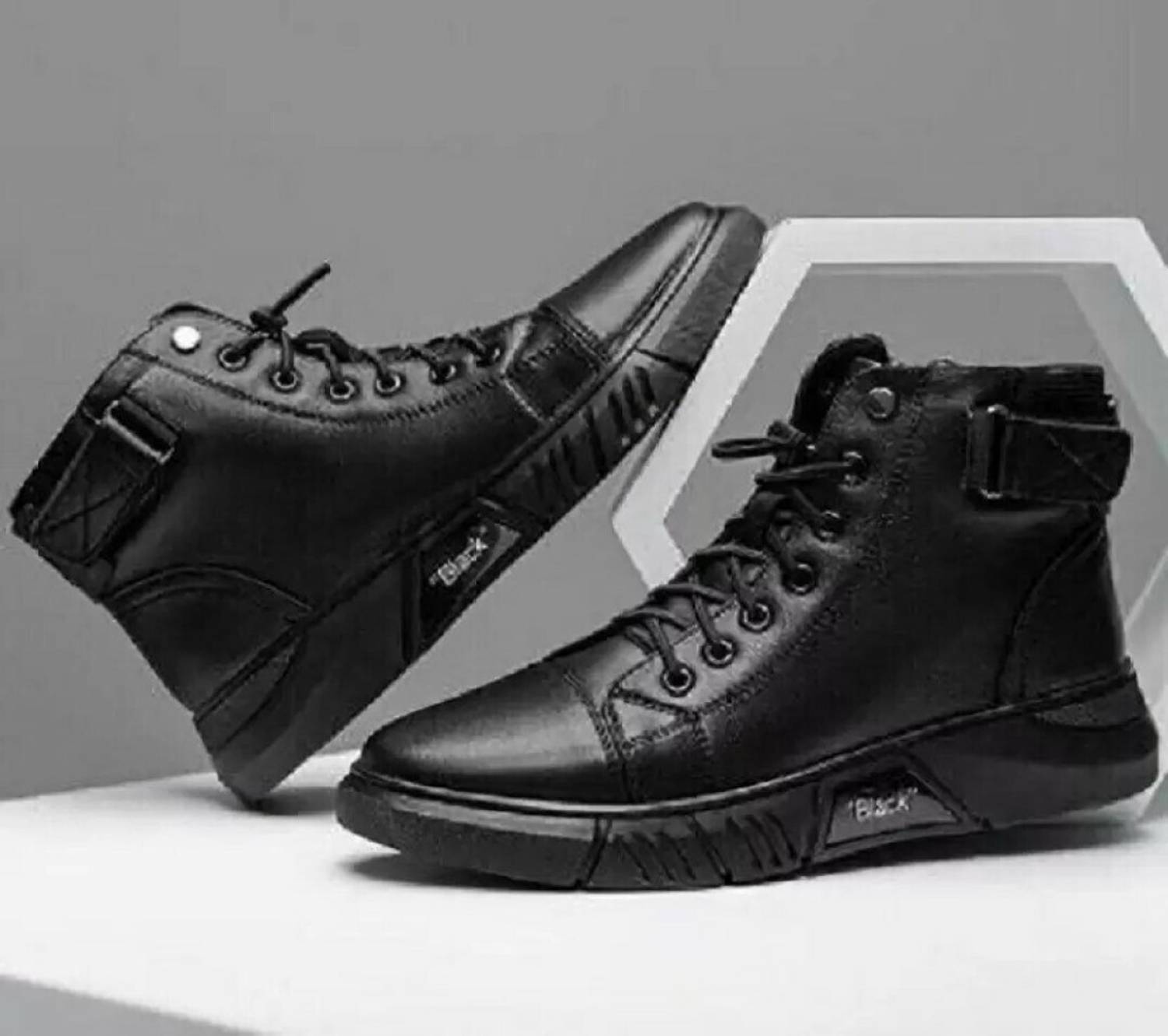 External High Tops for Men, Black - Image 3