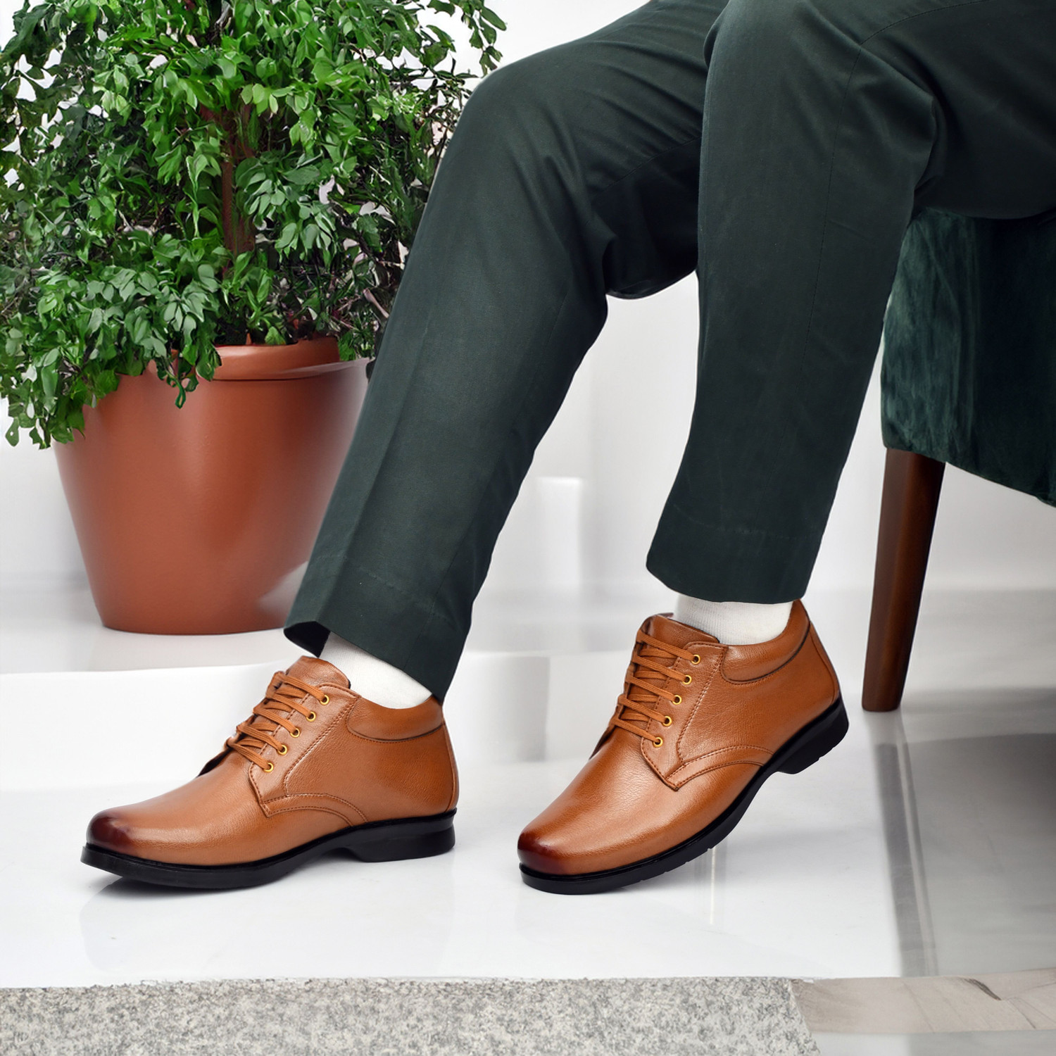 Image of Zixer Leather Mid-Top Formal Shoes Men's /Office Leather Shoe For Men /Derby Formal Shoe Lace Up For Men