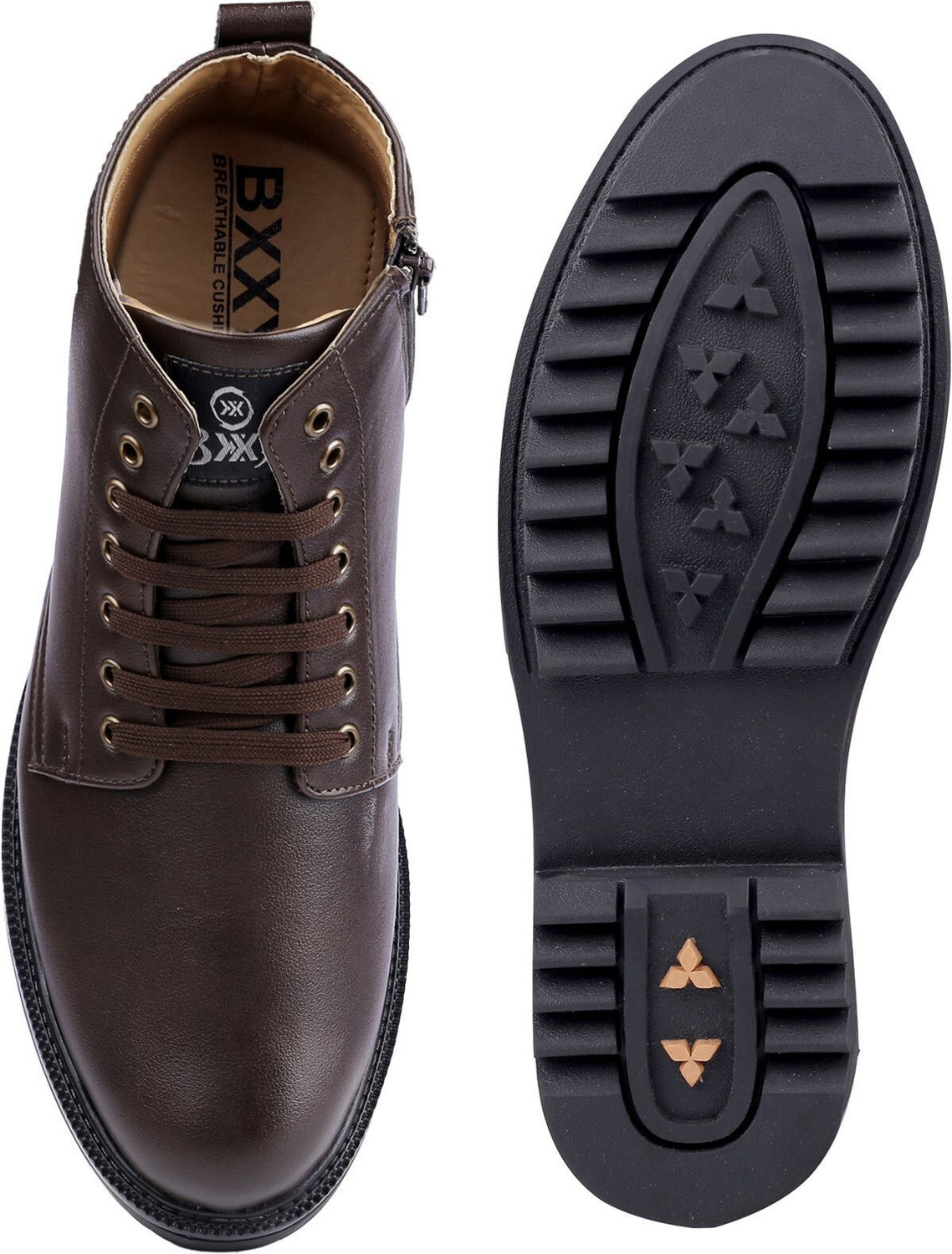 Image of BXXY Men's 4 Inch Hidden Height Increasing Brown Formal Laceup Ankle Boot Derby For Men