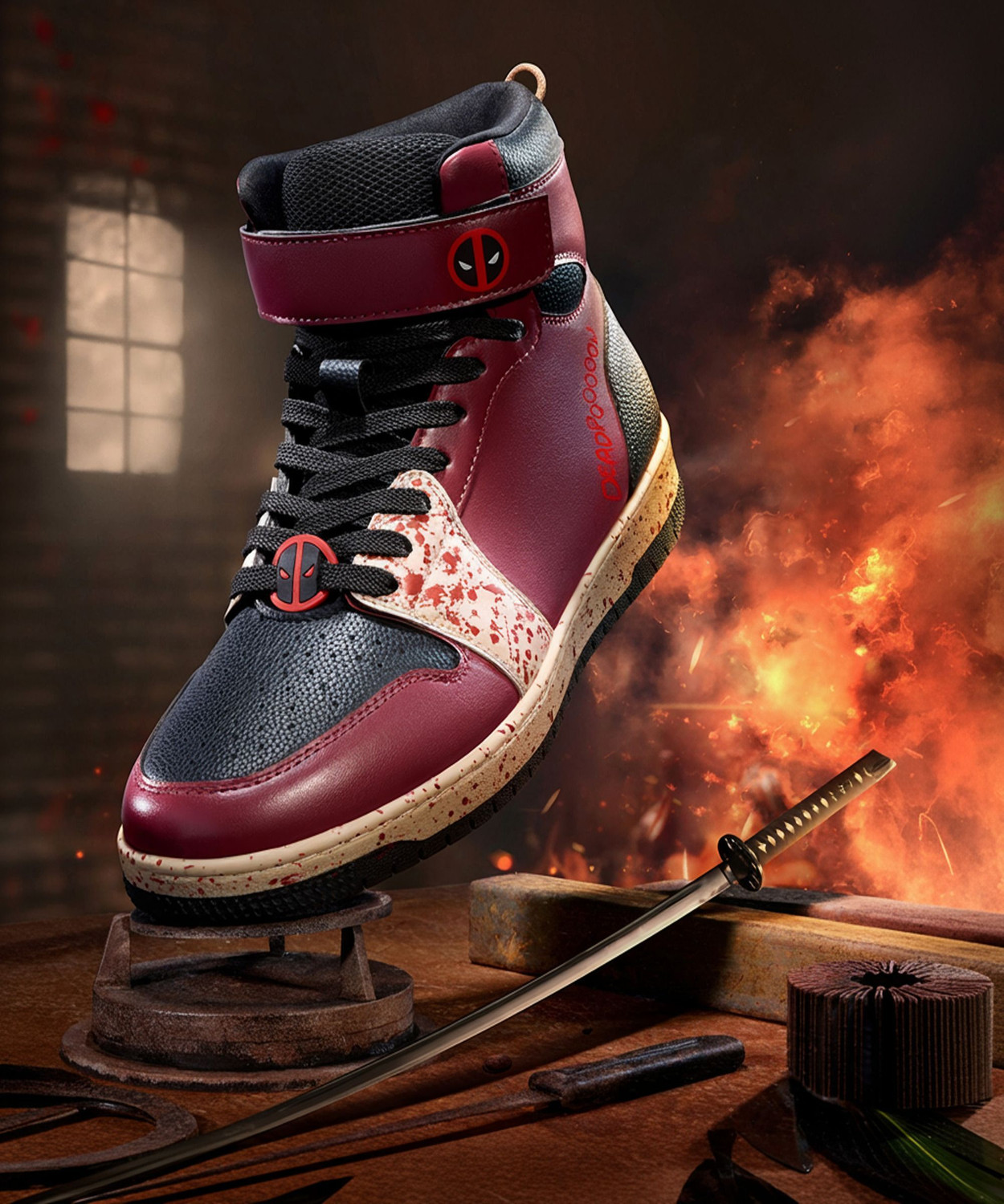 Image of BEWAKOOF Deadpool Color Block High-Top Sneakers For Men