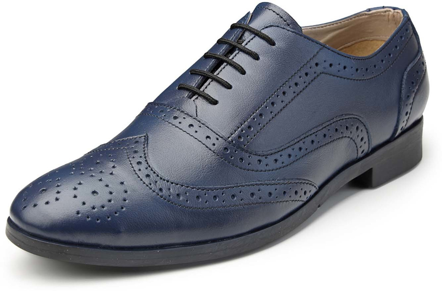 Image of LOUIS STITCH Blue Wingtip Style Italian Leather Comfortable Shoes for Men - UK 7 Brogues For Men