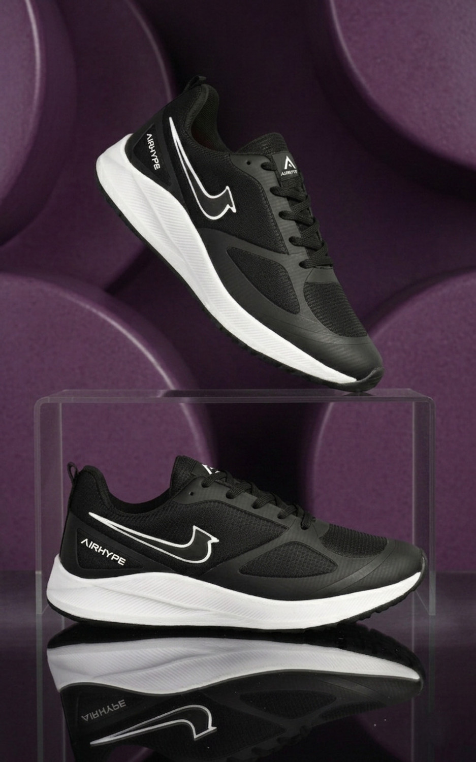 Image of Airhype Trending Black Sneakers For Men Sneakers For Men (Black, 7)