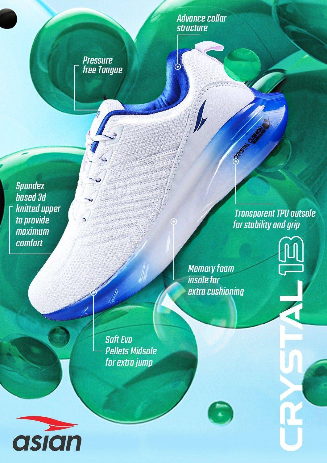 asian Crystal-13 Blue Sports Men's Shoes - Image 5