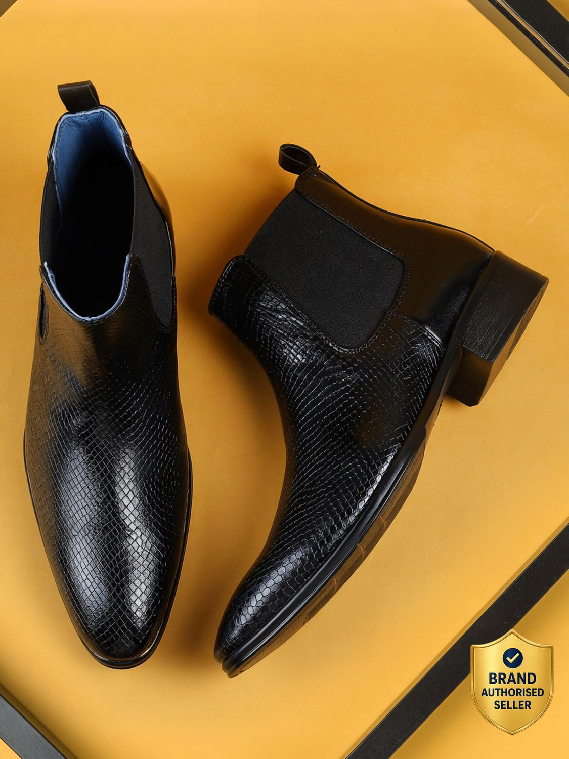 Image of MOCHI Men's Black Slip On closure Boots with Flat sole Casuals For Men