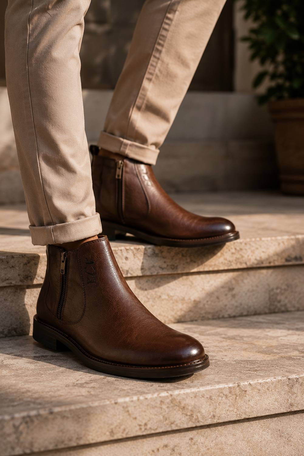BUCKAROO Genuine Leather Casual Boots For Men Brown - Image 2