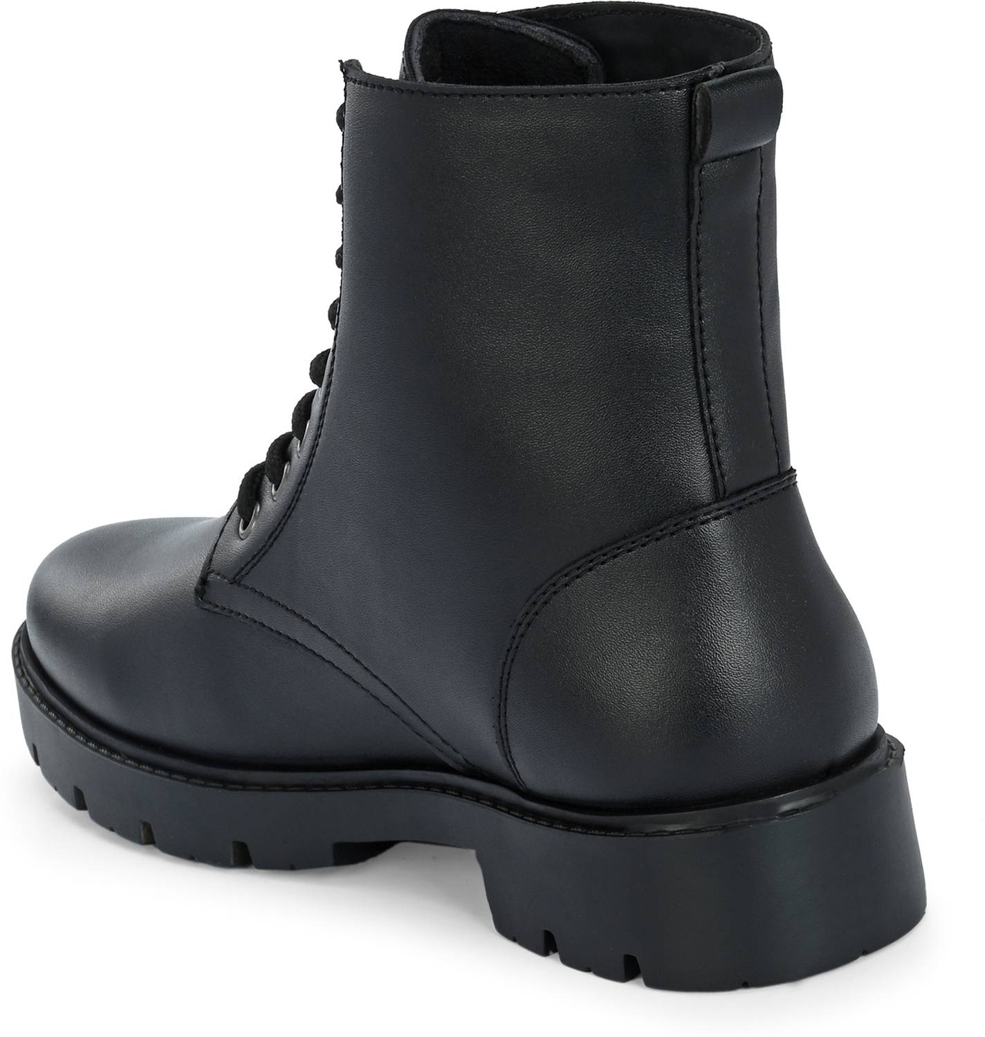 EL PASO Women Black Faux Leather Lace-Up Boots - Image 2