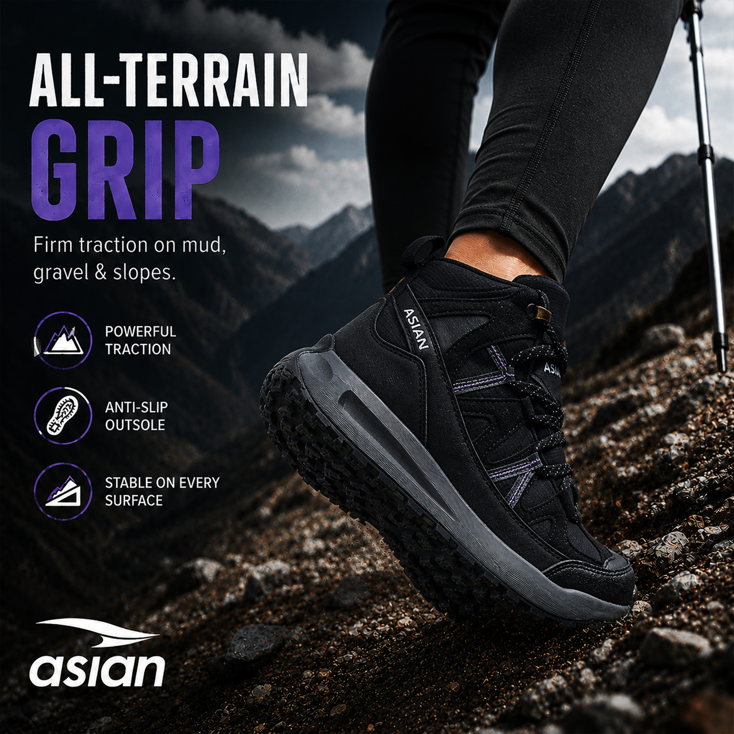 Image of asian Everest W-21 Women's Trekking Shoes | All Terrain Grip with Comfort & Hike Outdoors For Women